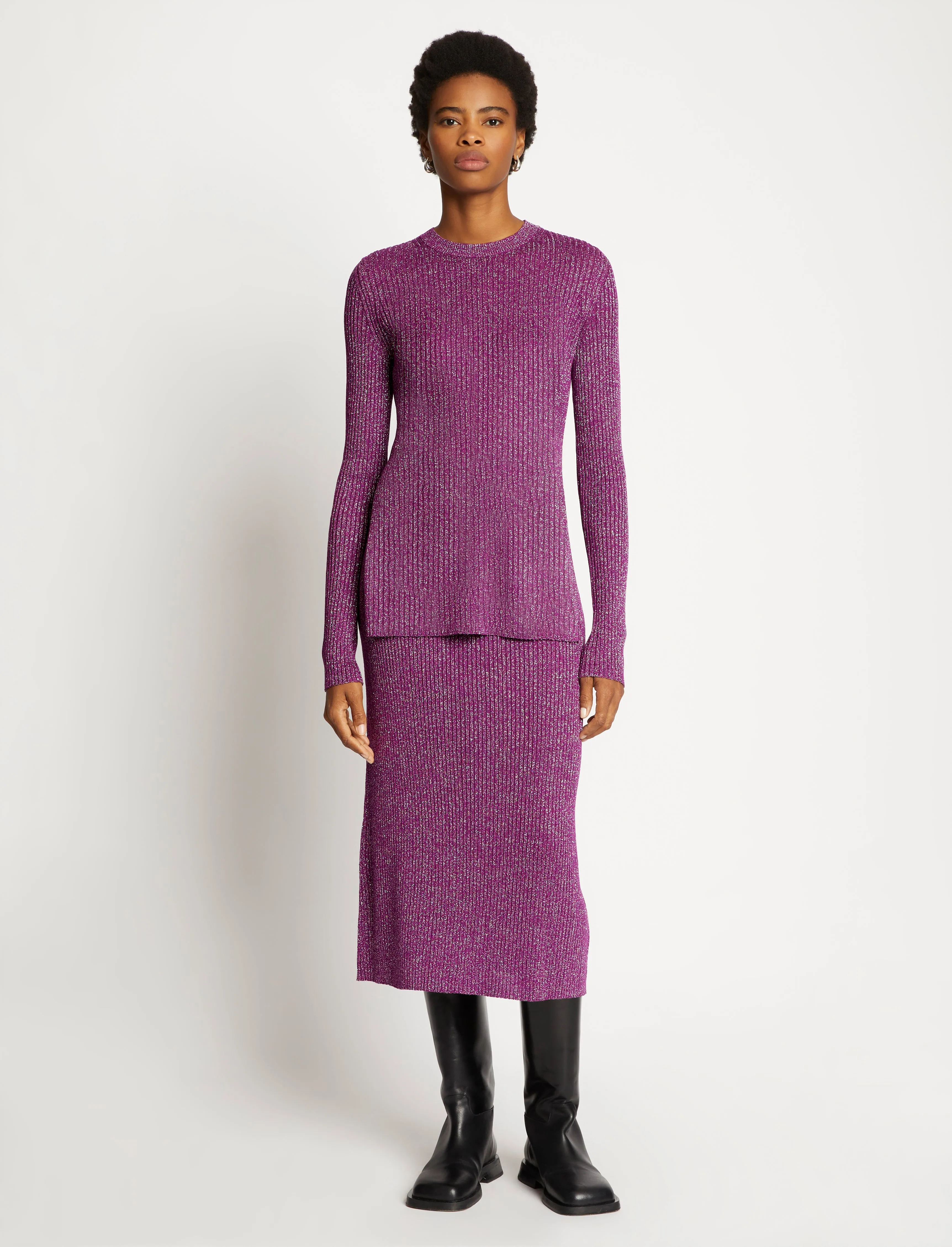 Lurex Crewneck Sweater - MAGENTA/SILVER sold by Proenza Schouler product image thumbnail 3