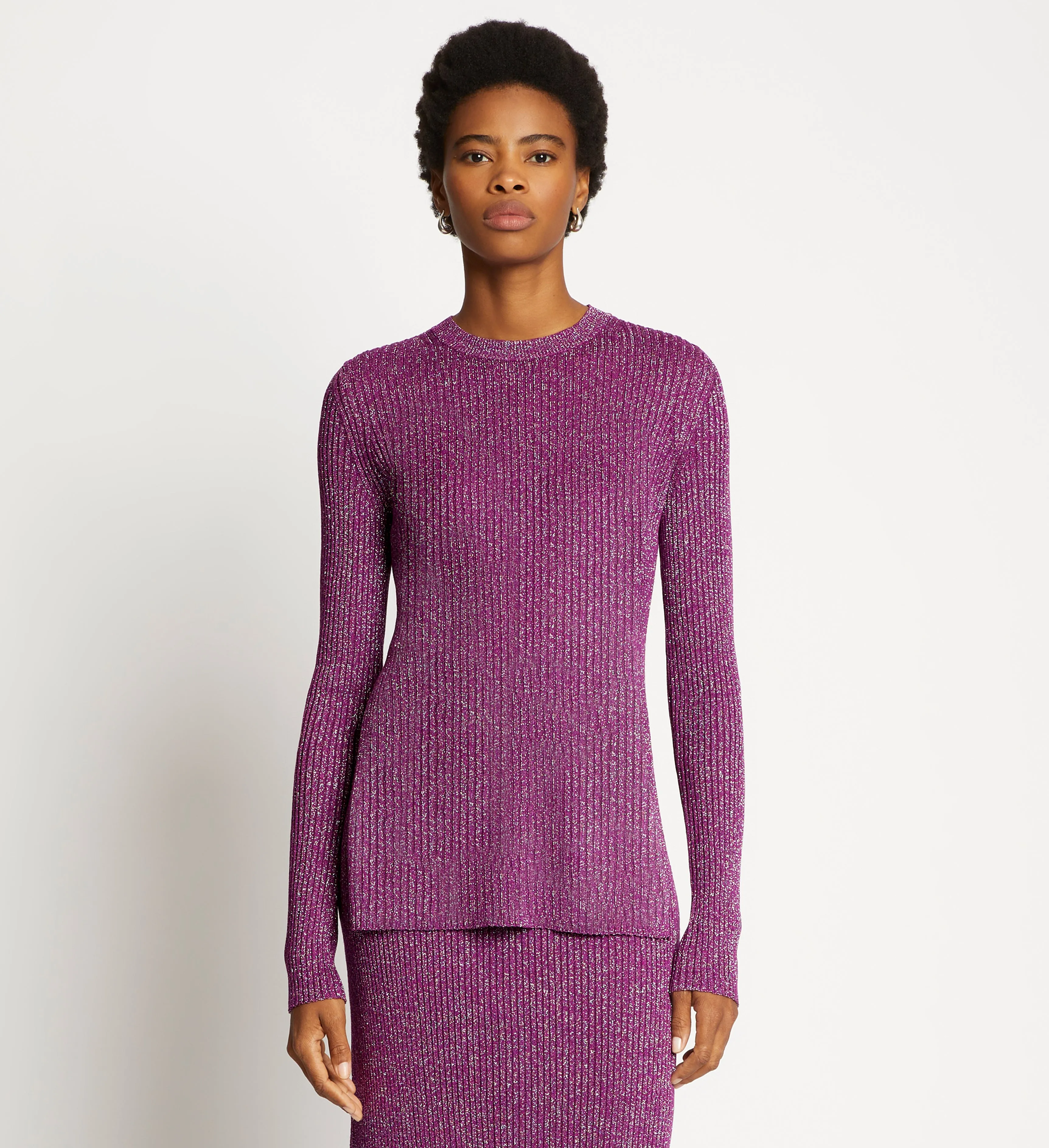 Lurex Crewneck Sweater - MAGENTA/SILVER sold by Proenza Schouler product image thumbnail 2