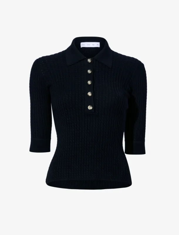Sera Knit Polo in Micro Cable sold by Proenza Schouler