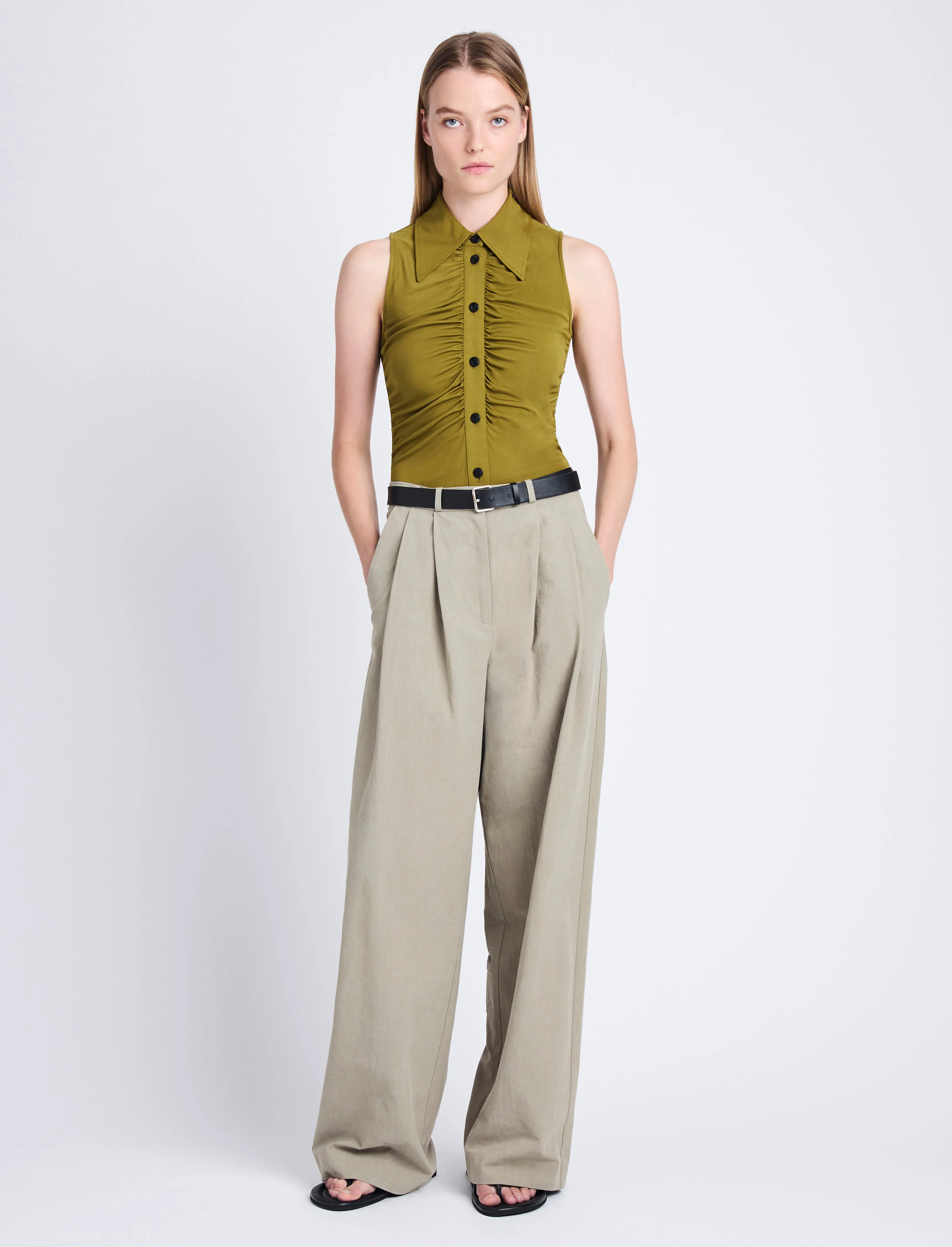 Florence Ruched Top in Matte Crepe Jersey sold by Proenza Schouler product image thumbnail 3