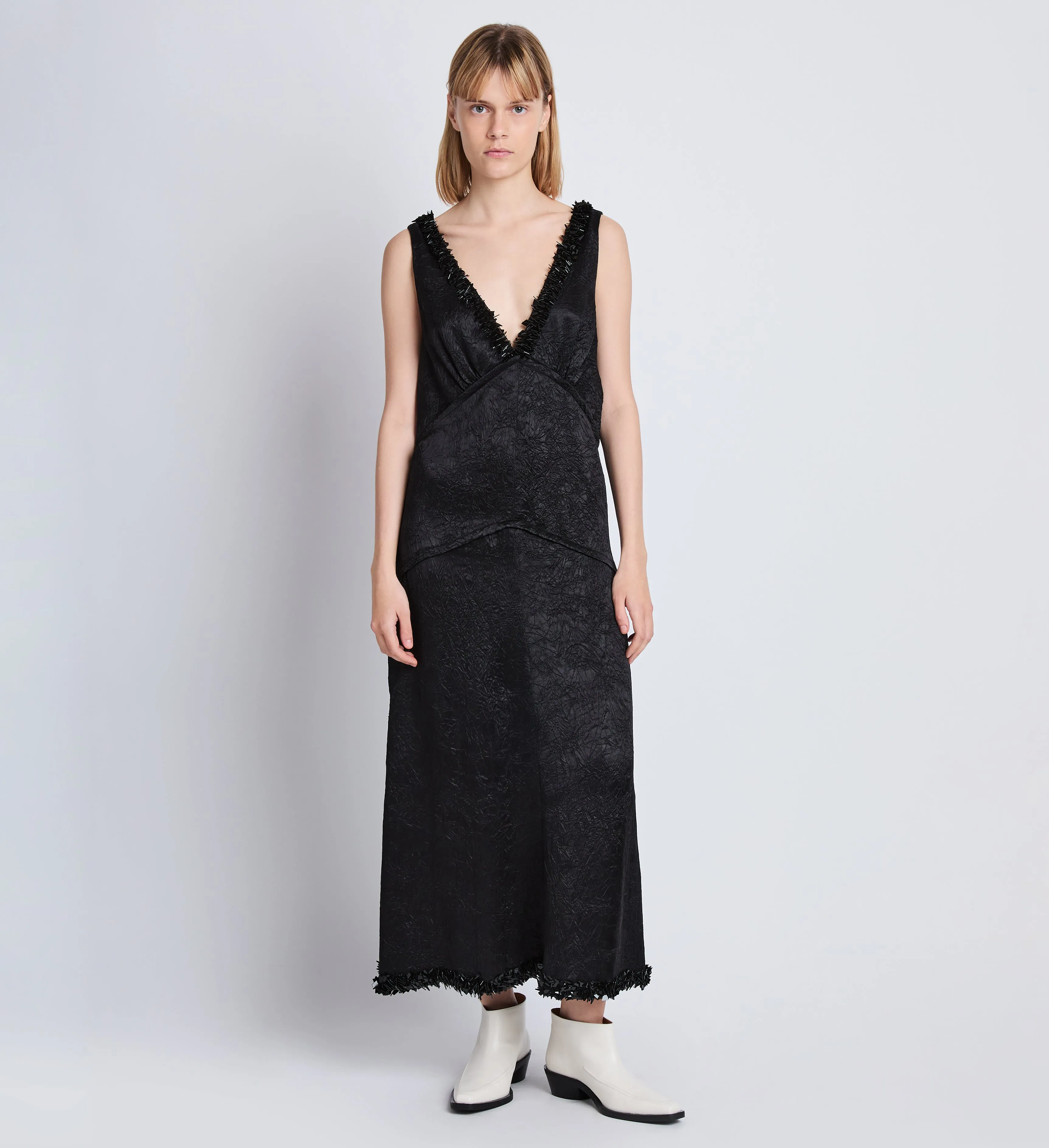 Mira Dress in Embroidered Crushed Satin sold by Proenza Schouler product image thumbnail 2