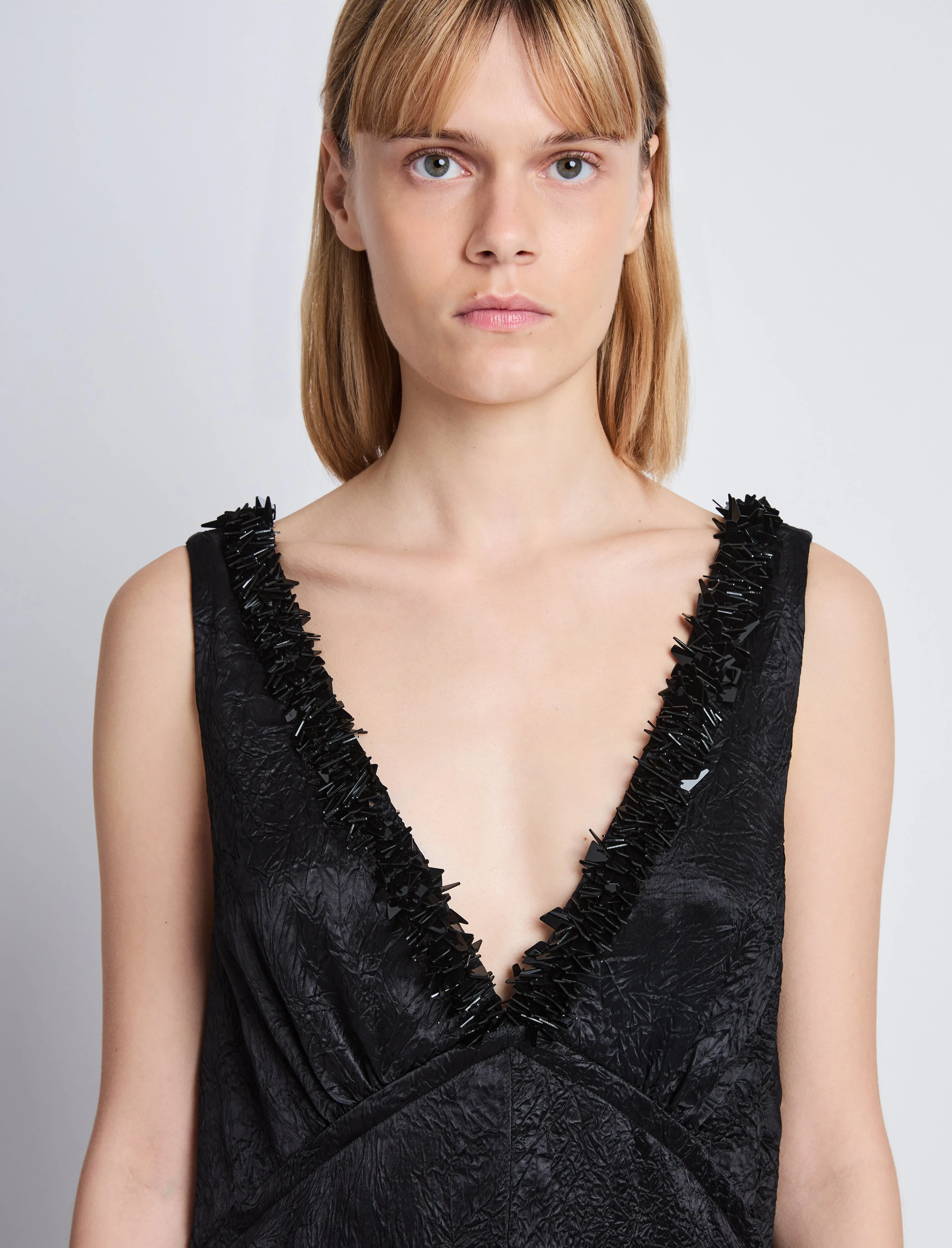 Mira Dress in Embroidered Crushed Satin sold by Proenza Schouler product image thumbnail 5