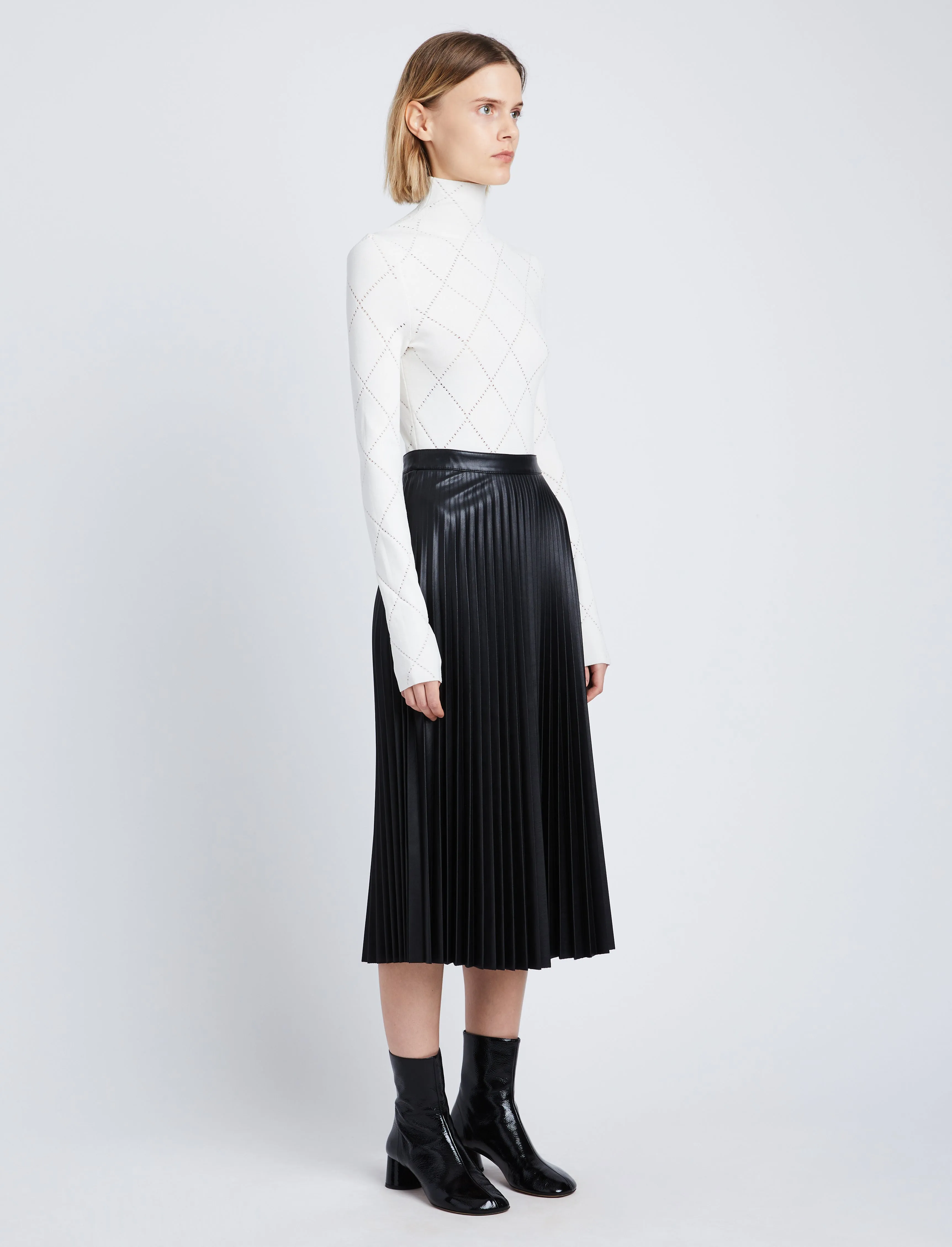 Daphne Pleated Skirt in Faux Leather sold by Proenza Schouler product image thumbnail 3