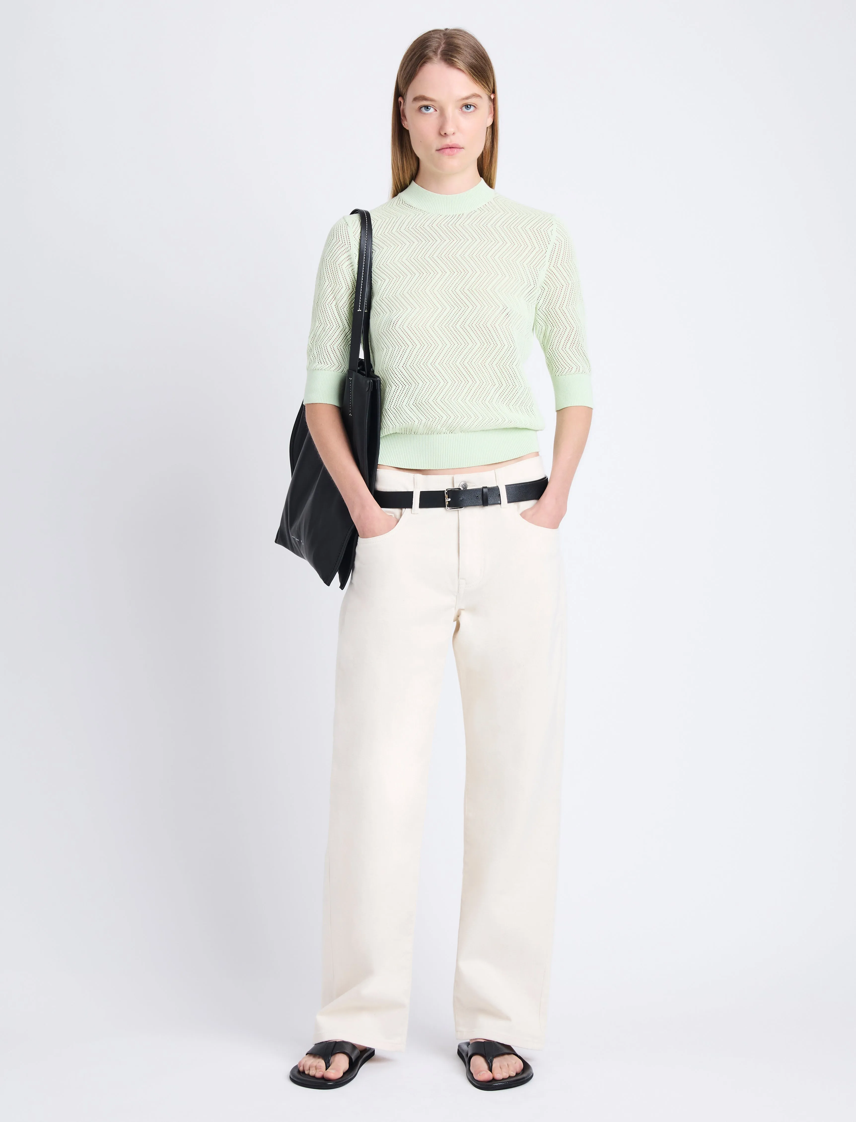 Nicola Knit Sweater in Zig Zag Pointelle sold by Proenza Schouler product image thumbnail 3