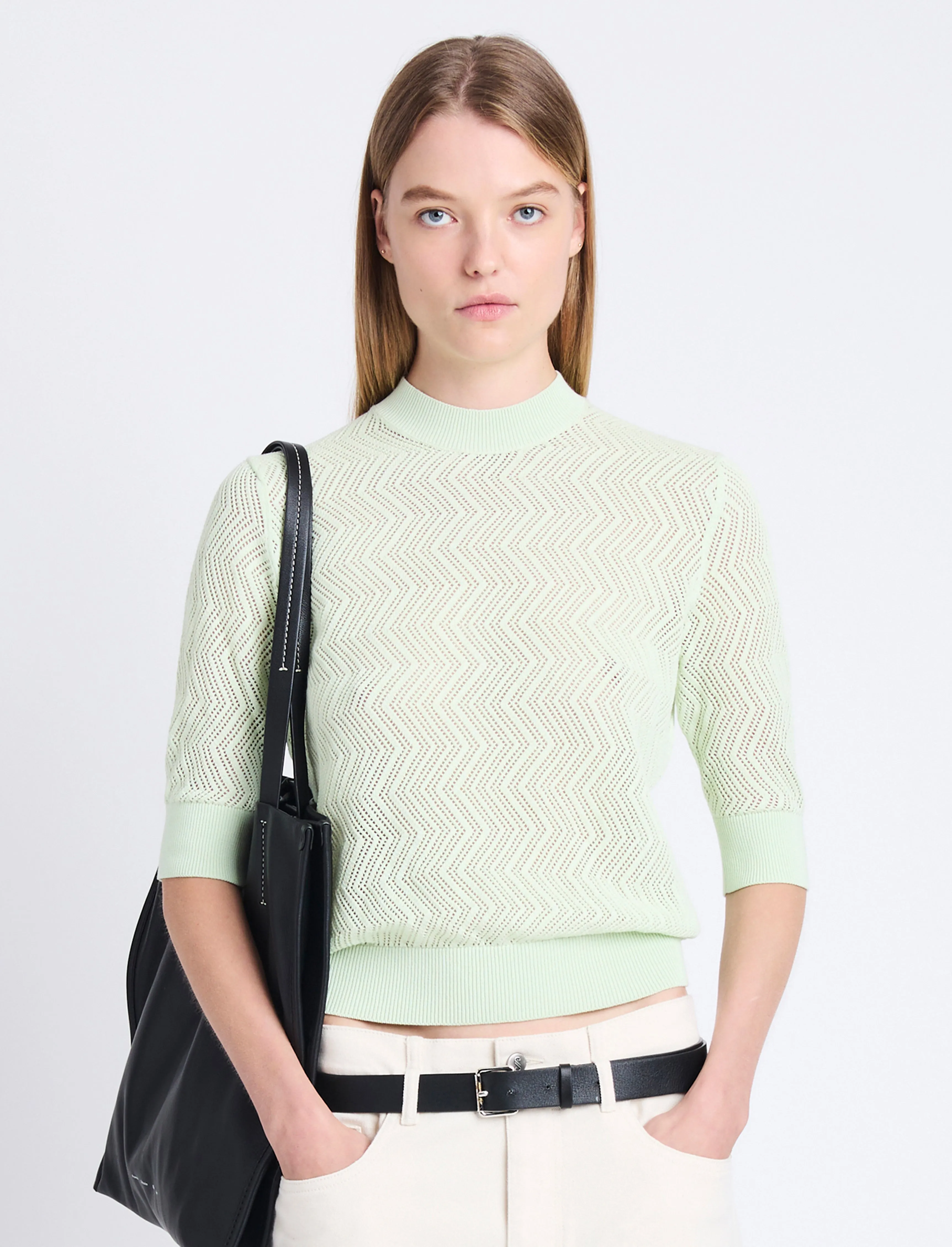 Nicola Knit Sweater in Zig Zag Pointelle sold by Proenza Schouler product image thumbnail 2