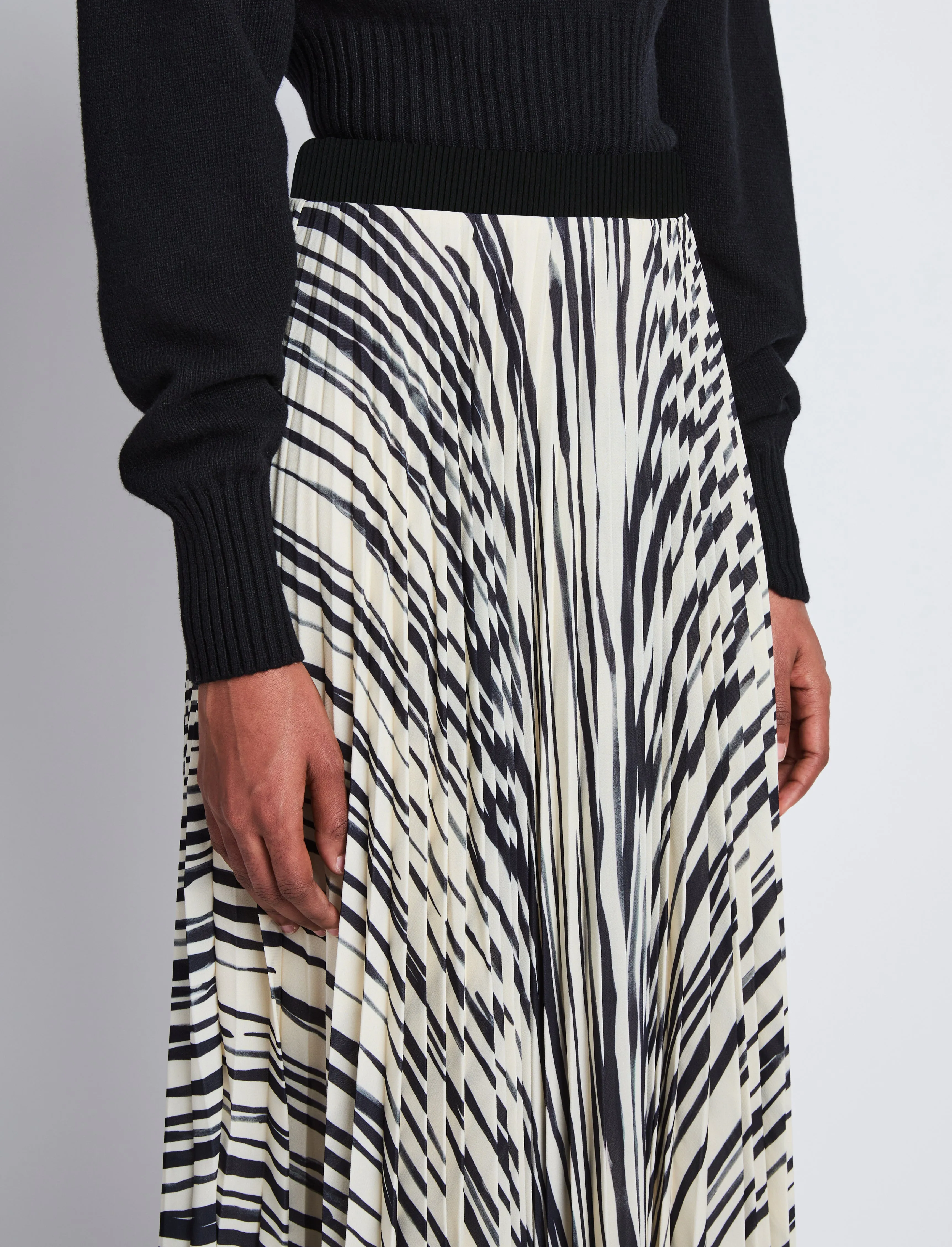 Korine Skirt in Printed Sheer Pleated Chiffon sold by Proenza Schouler product image thumbnail 5