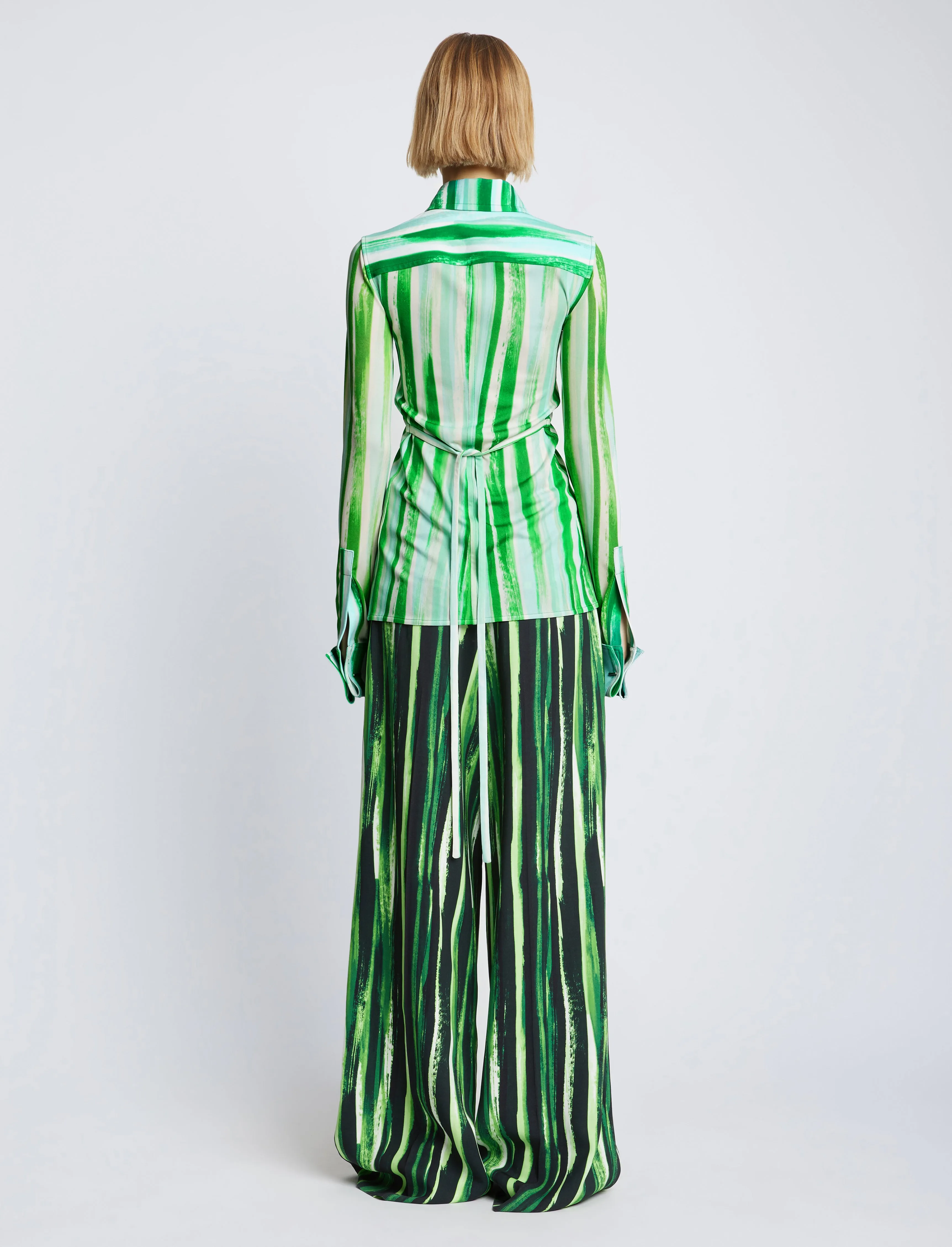 Painted Stripe Matte Jersey Shirt sold by Proenza Schouler product image thumbnail 5