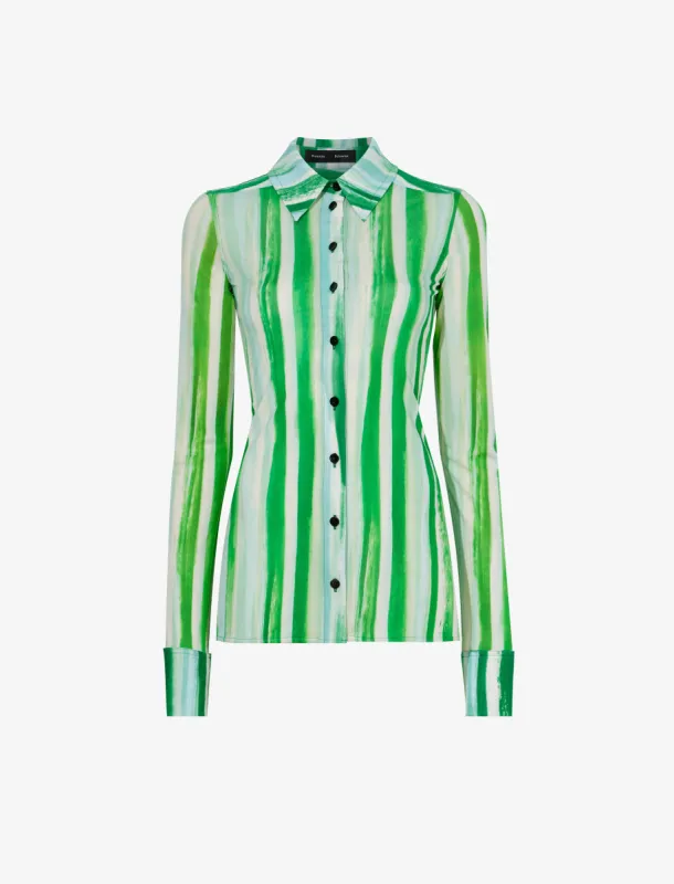 Painted Stripe Matte Jersey Shirt sold by Proenza Schouler