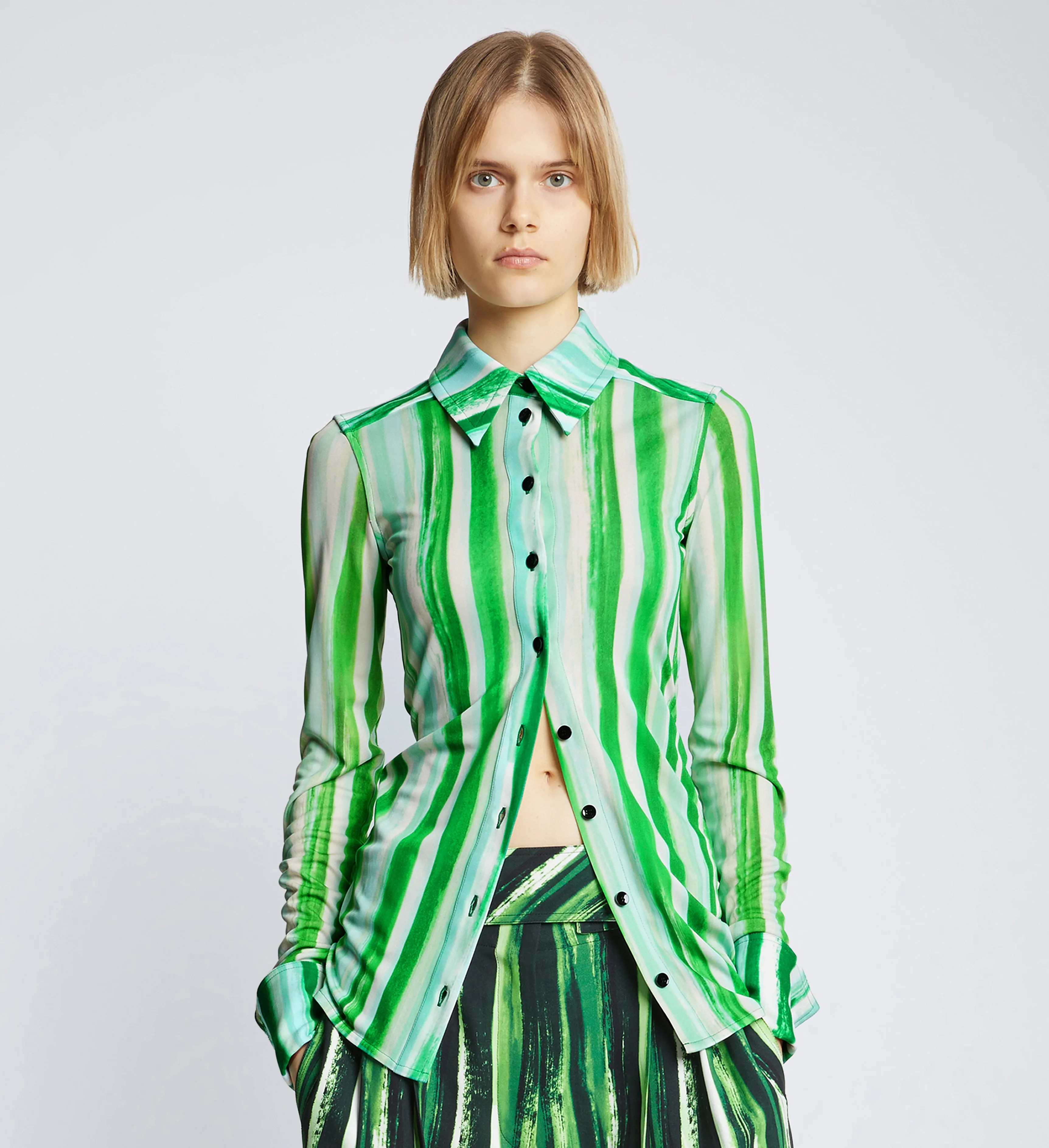Painted Stripe Matte Jersey Shirt sold by Proenza Schouler product image thumbnail 2