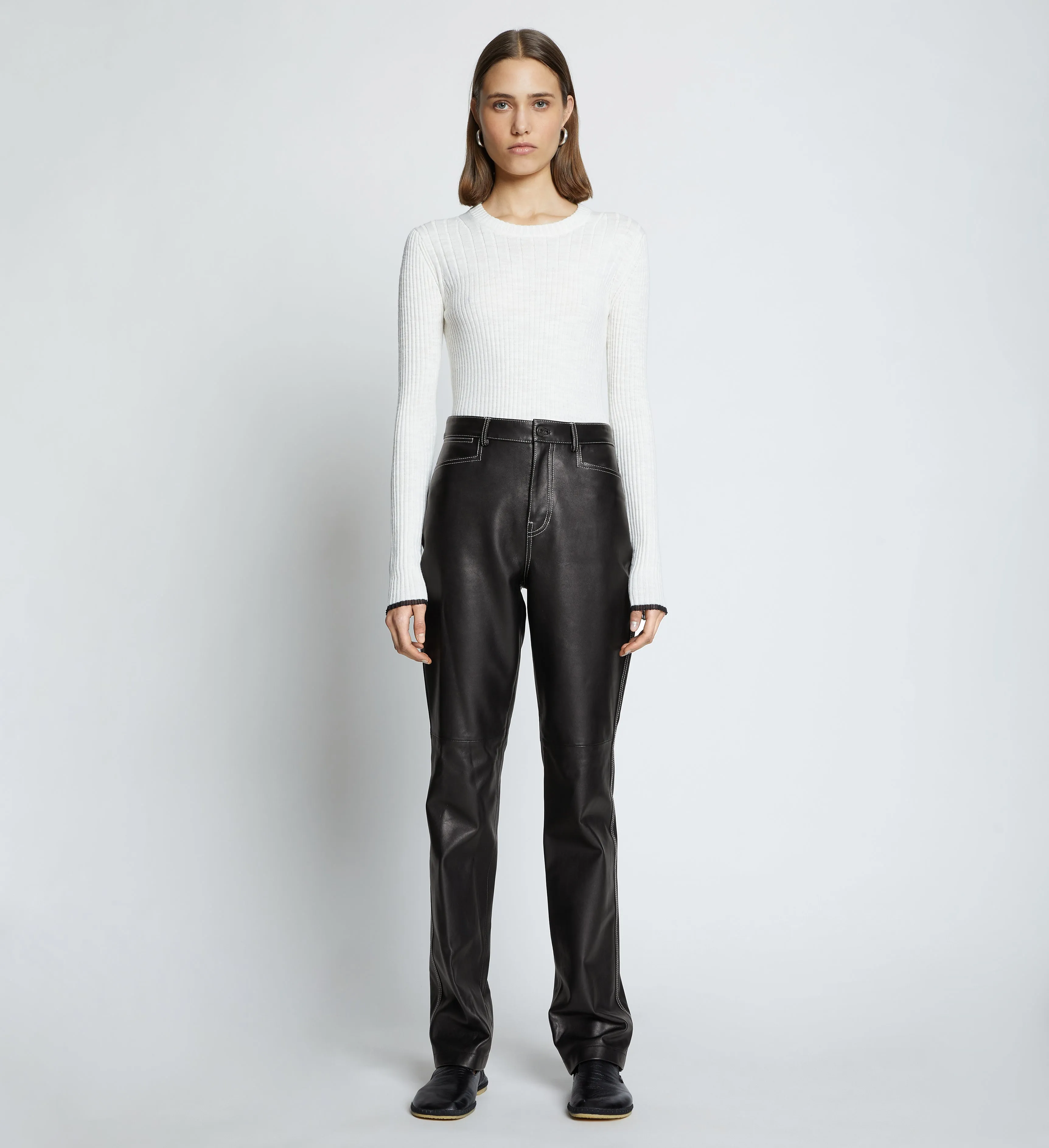 Maxine Topstitch Pant in Lightweight Leather sold by Proenza Schouler product image thumbnail 2