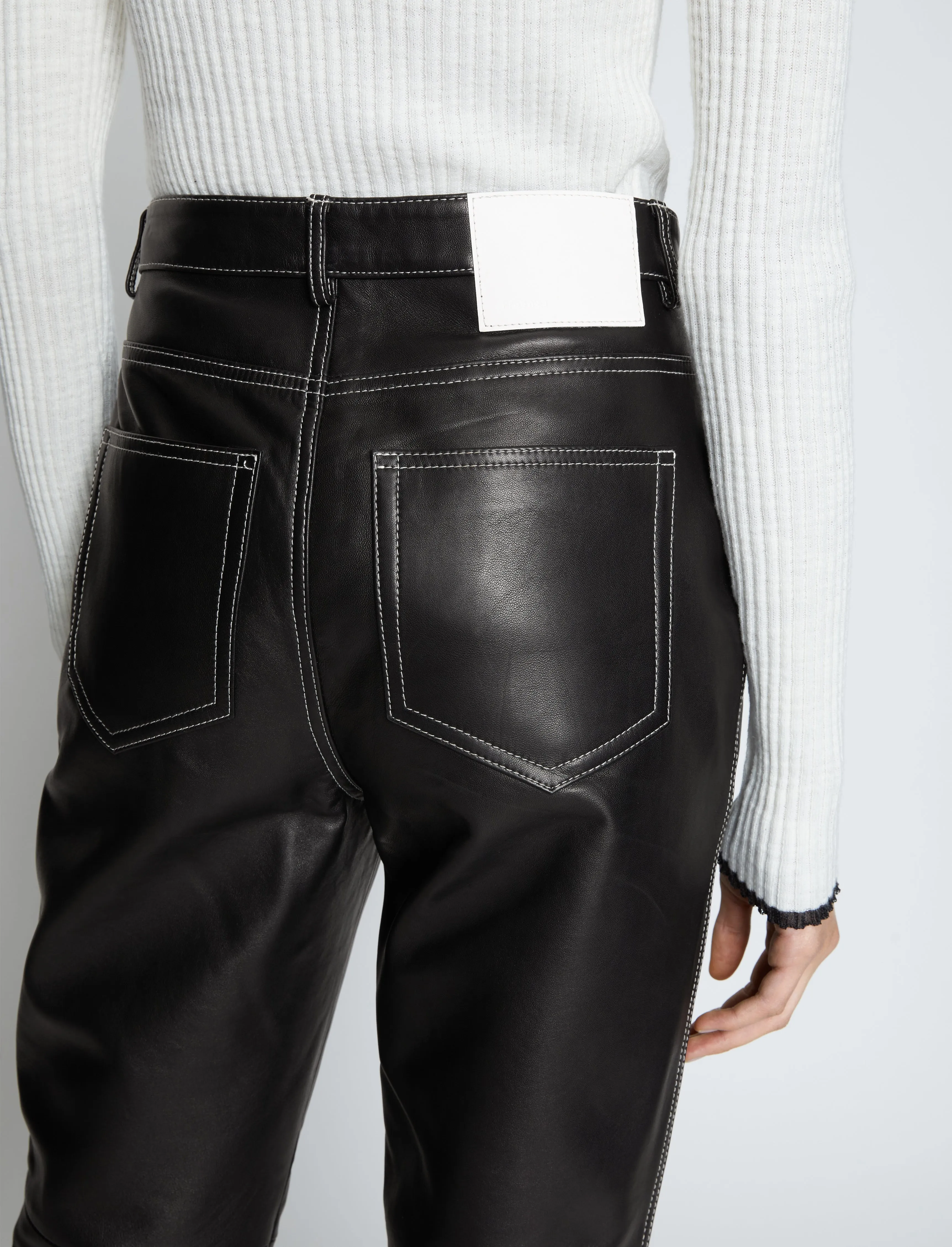 Maxine Topstitch Pant in Lightweight Leather sold by Proenza Schouler product image thumbnail 5