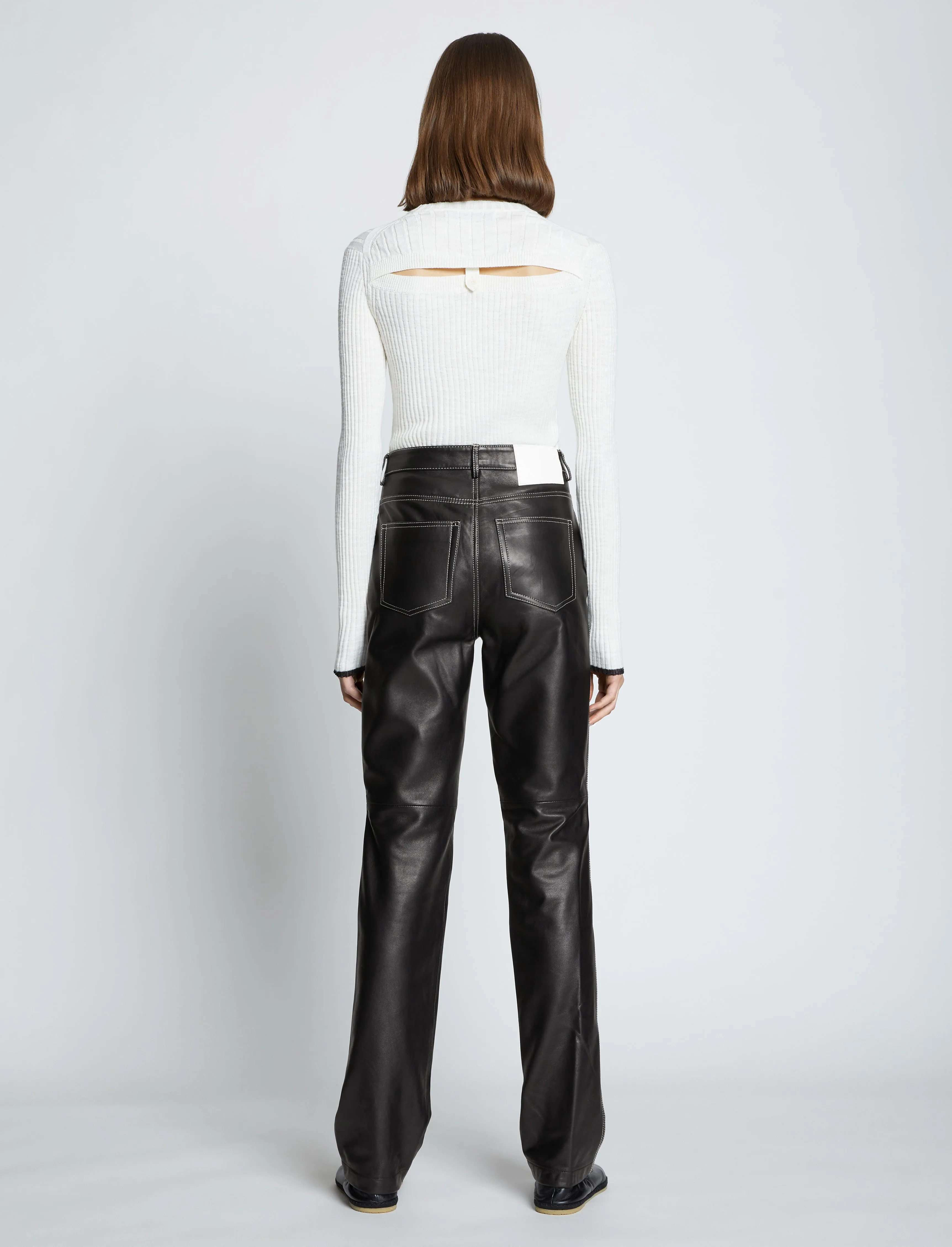 Maxine Topstitch Pant in Lightweight Leather sold by Proenza Schouler product image thumbnail 4