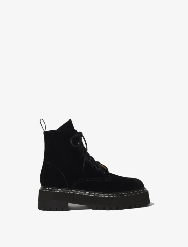 Lug Sole Combat Boots in Velvet sold by Proenza Schouler