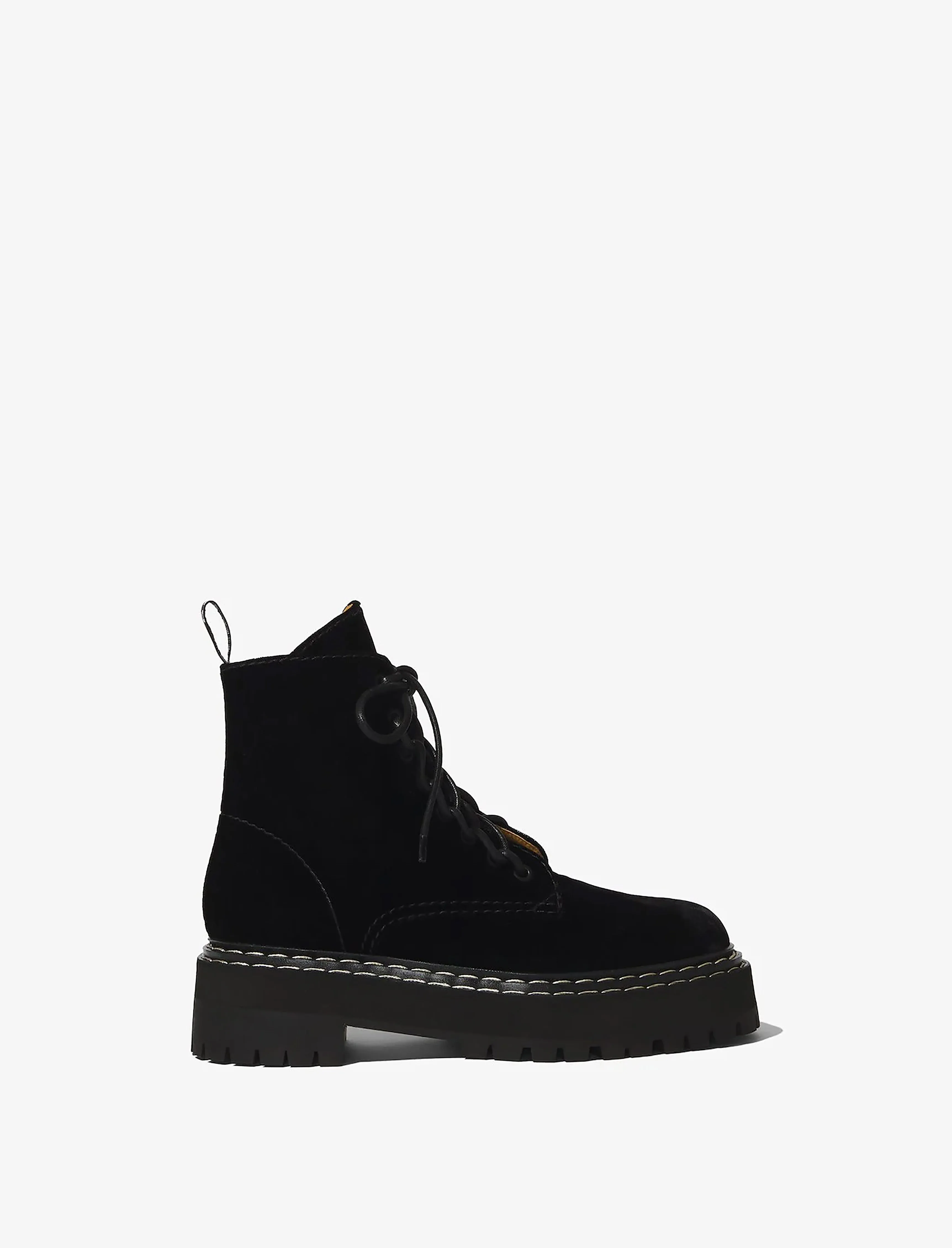 Lug Sole Combat Boots in Velvet sold by Proenza Schouler