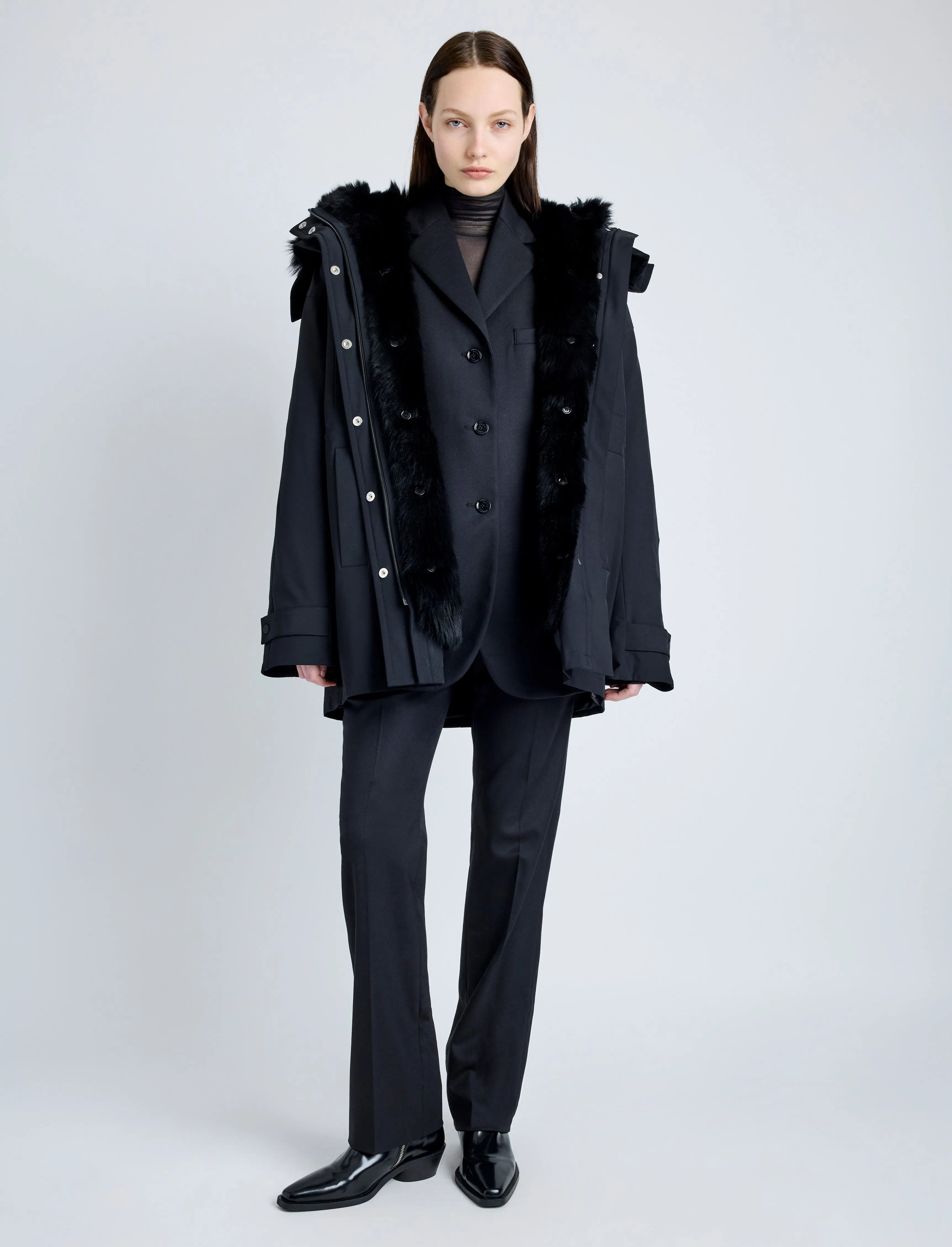 Wilder Coat in Stretch Nylon with Shearling Lining sold by Proenza Schouler product image thumbnail 3