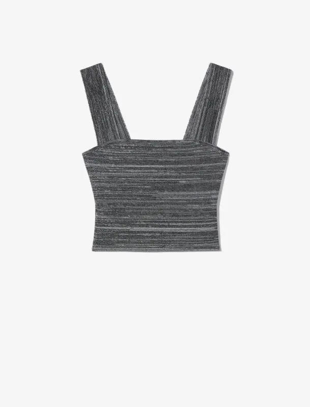 Melange Knit Bustier Top - BLACK/WHITE made by Proenza Schouler