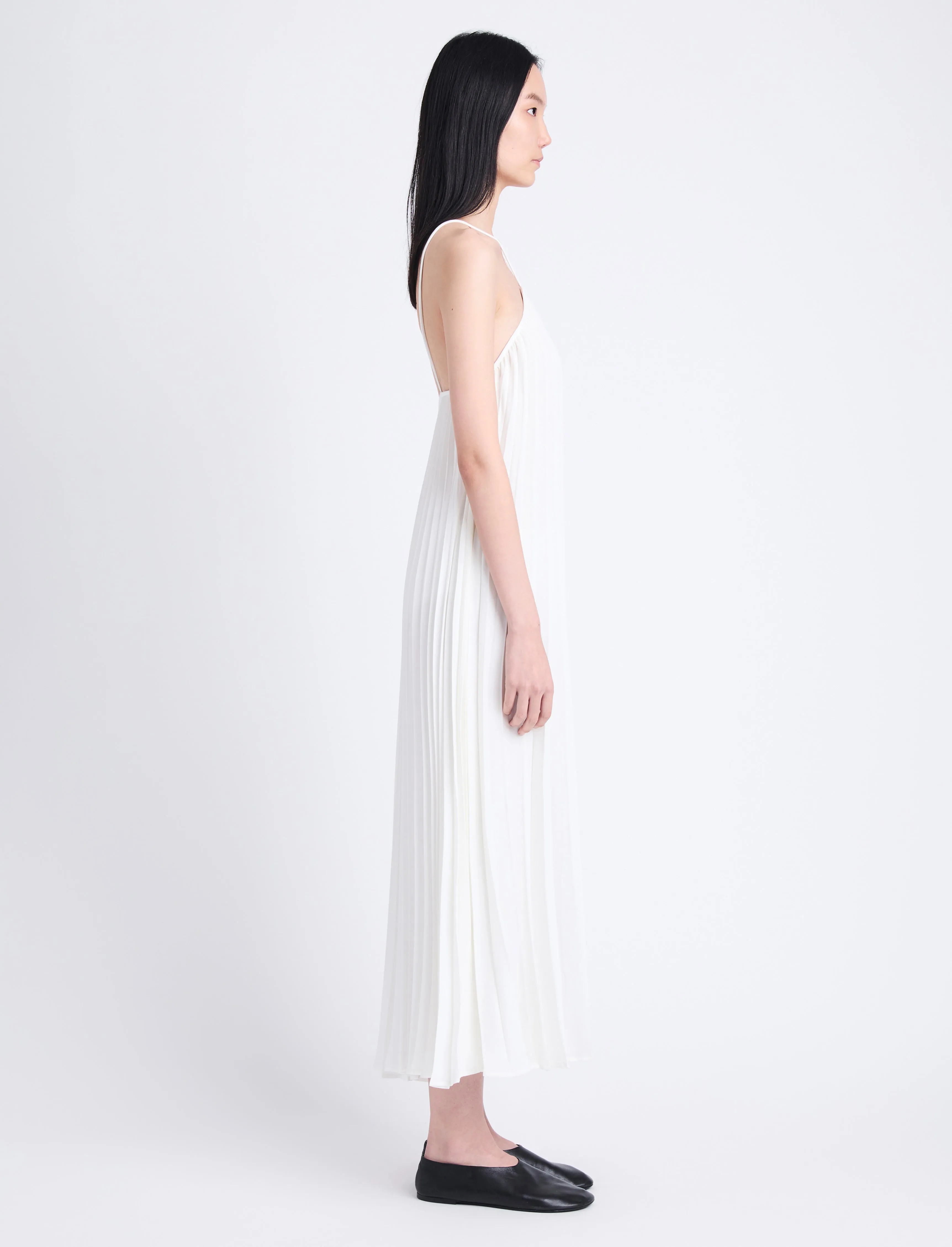 Celeste Pleated Dress in Lightweight Crepe sold by Proenza Schouler product image thumbnail 3