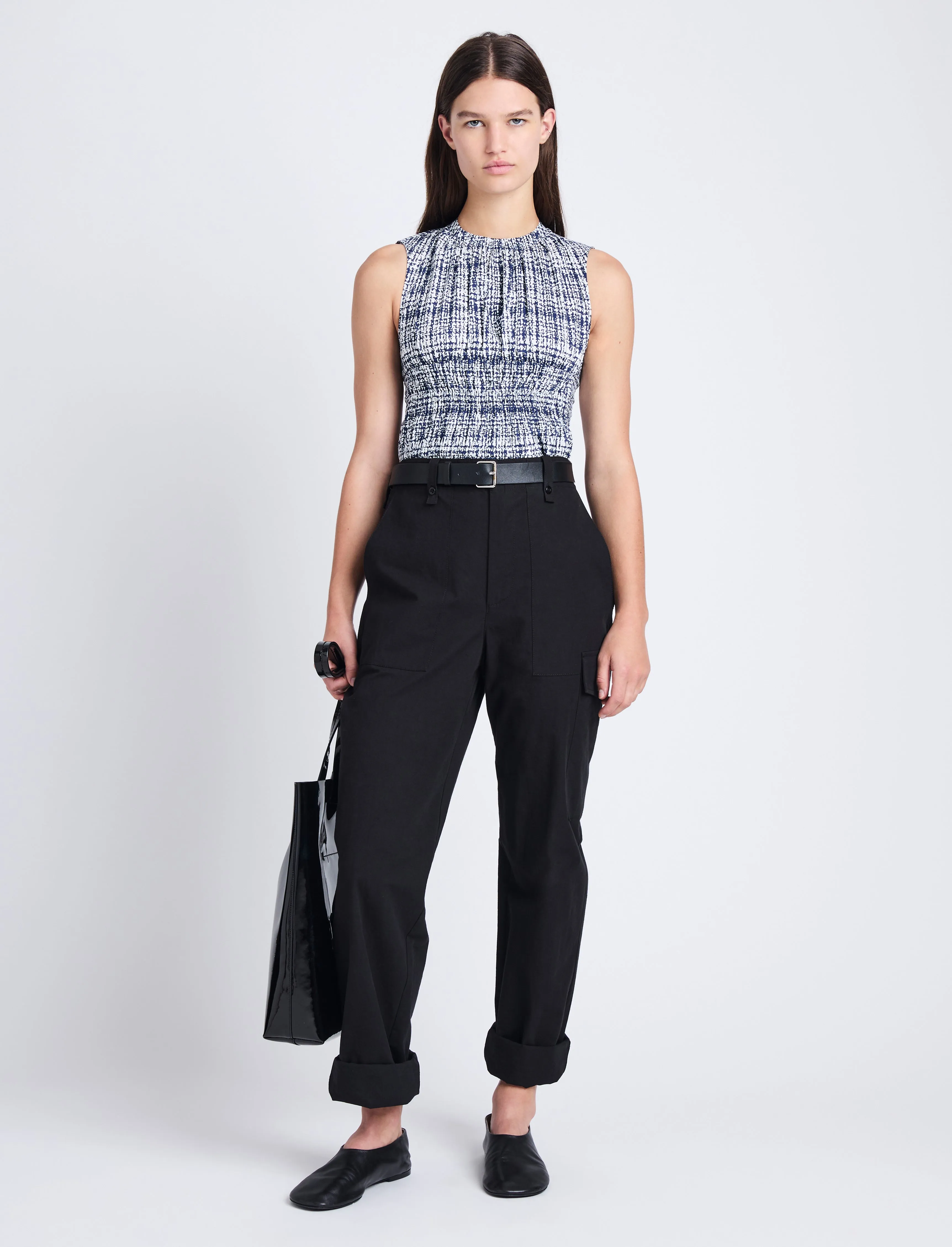 Birdie Top in Grid Poplin sold by Proenza Schouler product image thumbnail 3