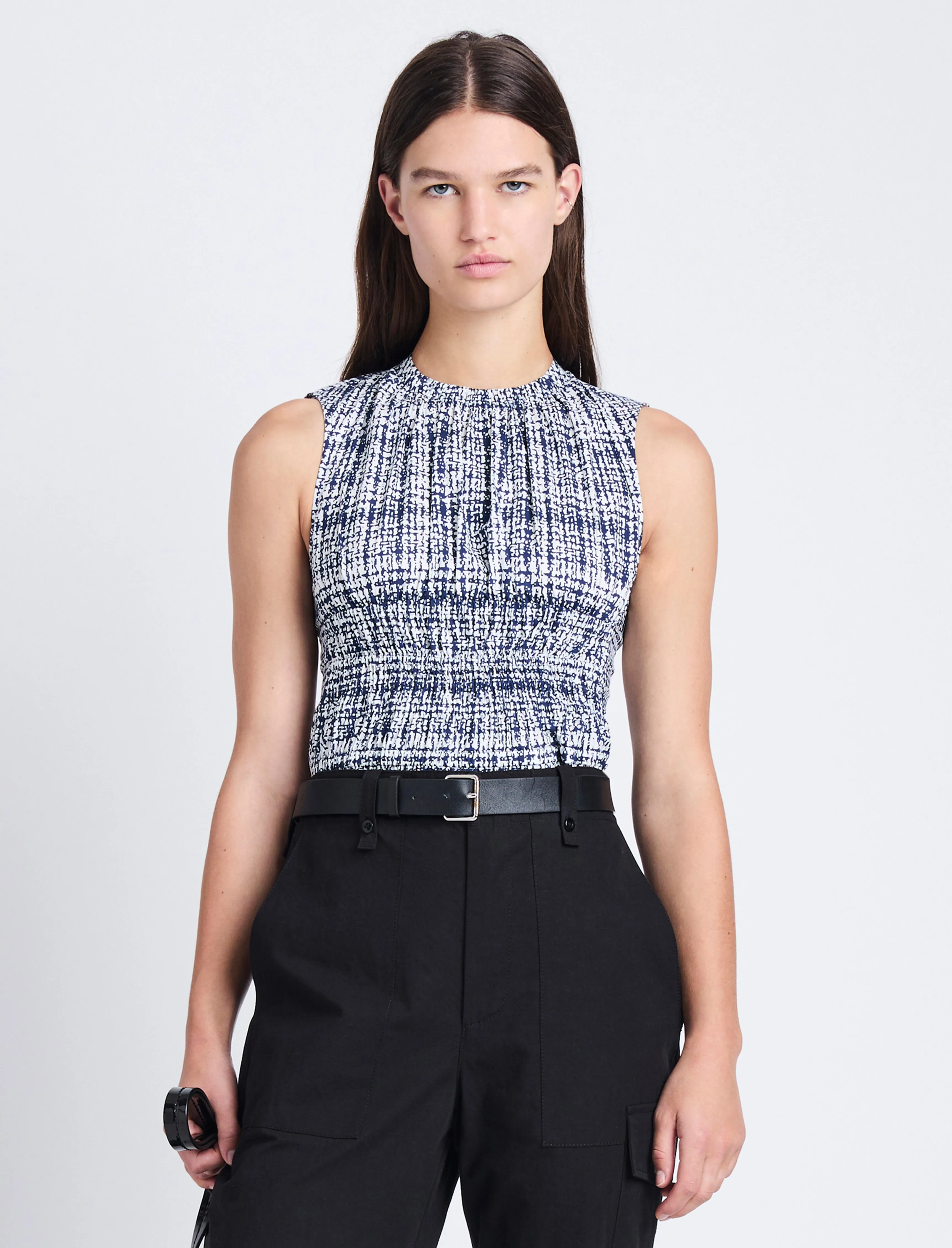 Birdie Top in Grid Poplin sold by Proenza Schouler product image thumbnail 2