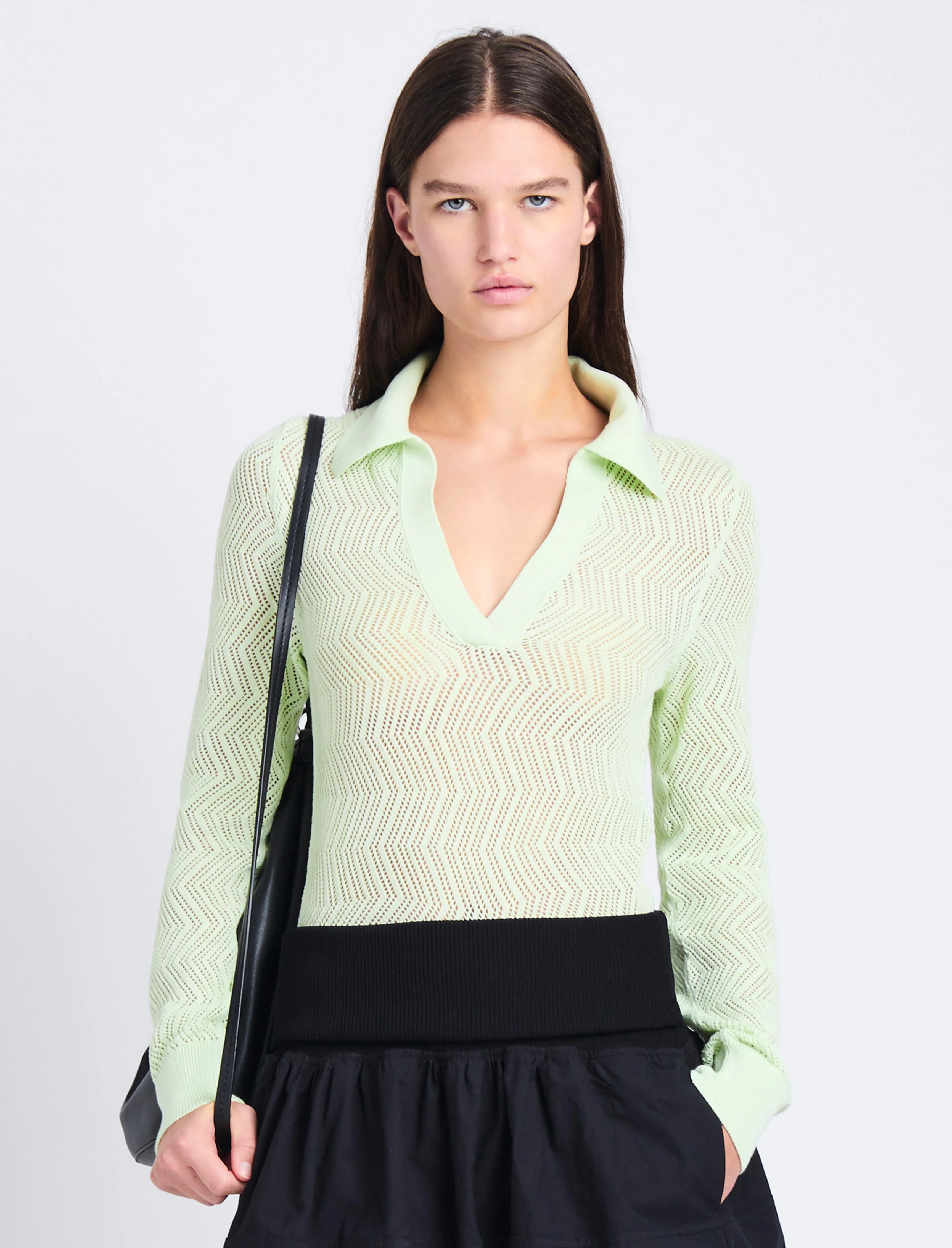 Agnes Knit Polo in Zig Zag Pointelle sold by Proenza Schouler product image thumbnail 2