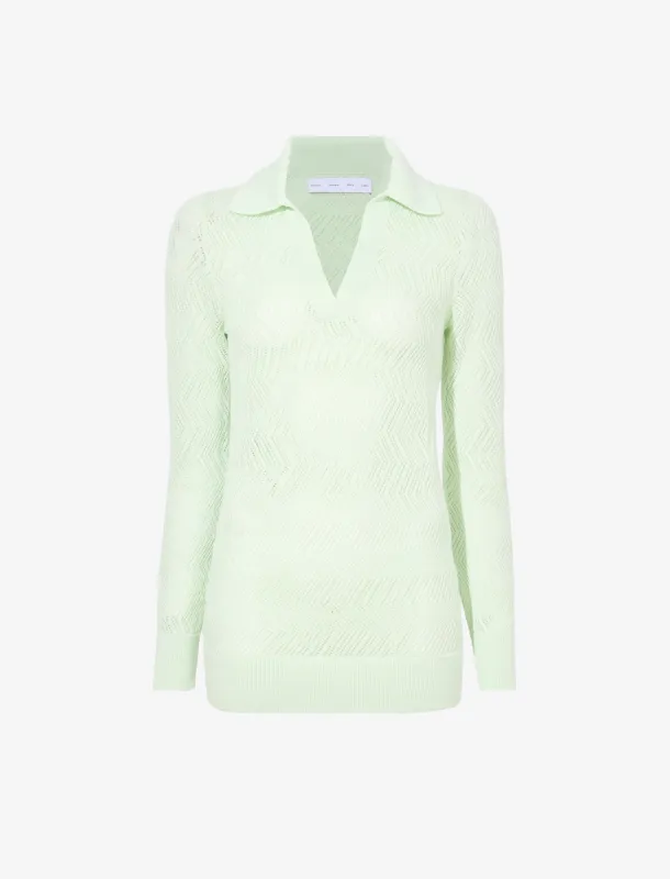 Agnes Knit Polo in Zig Zag Pointelle sold by Proenza Schouler