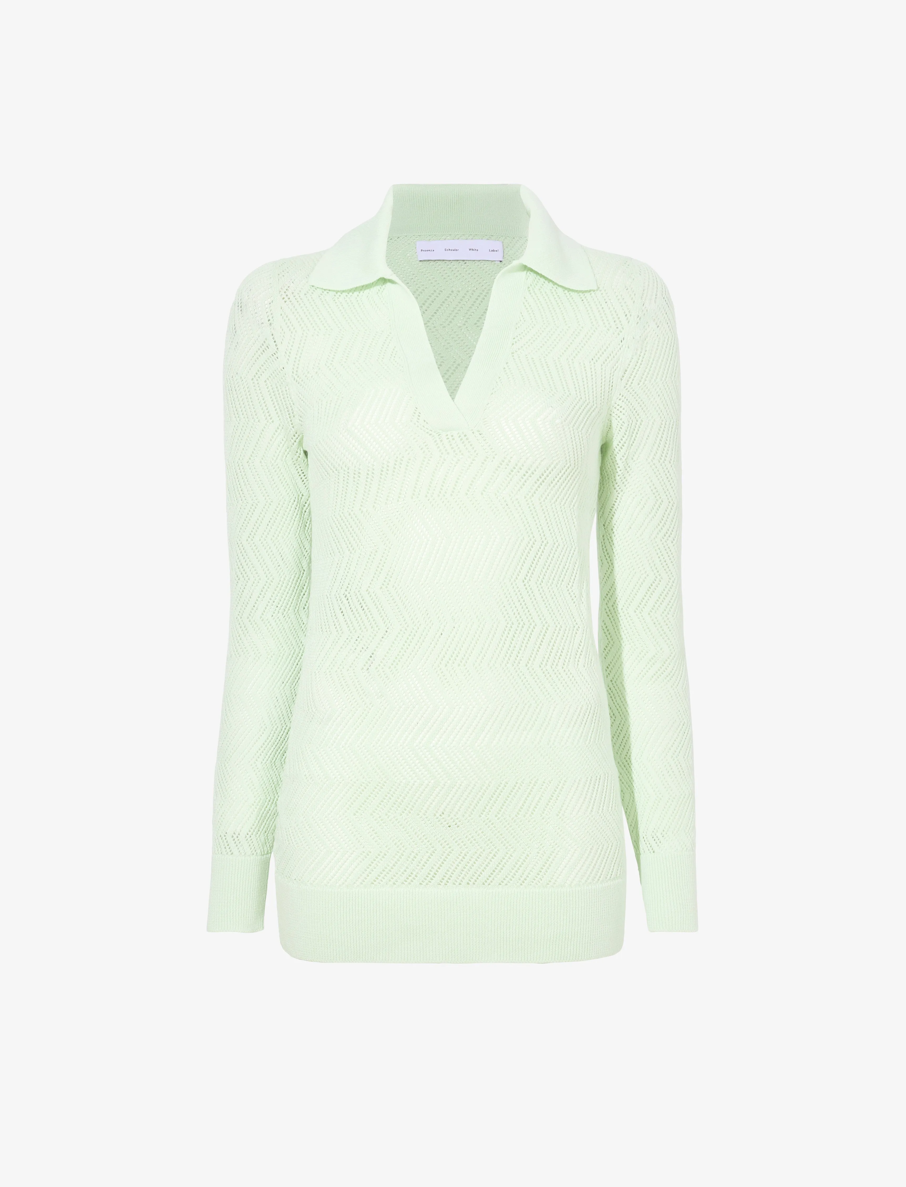 Agnes Knit Polo in Zig Zag Pointelle sold by Proenza Schouler