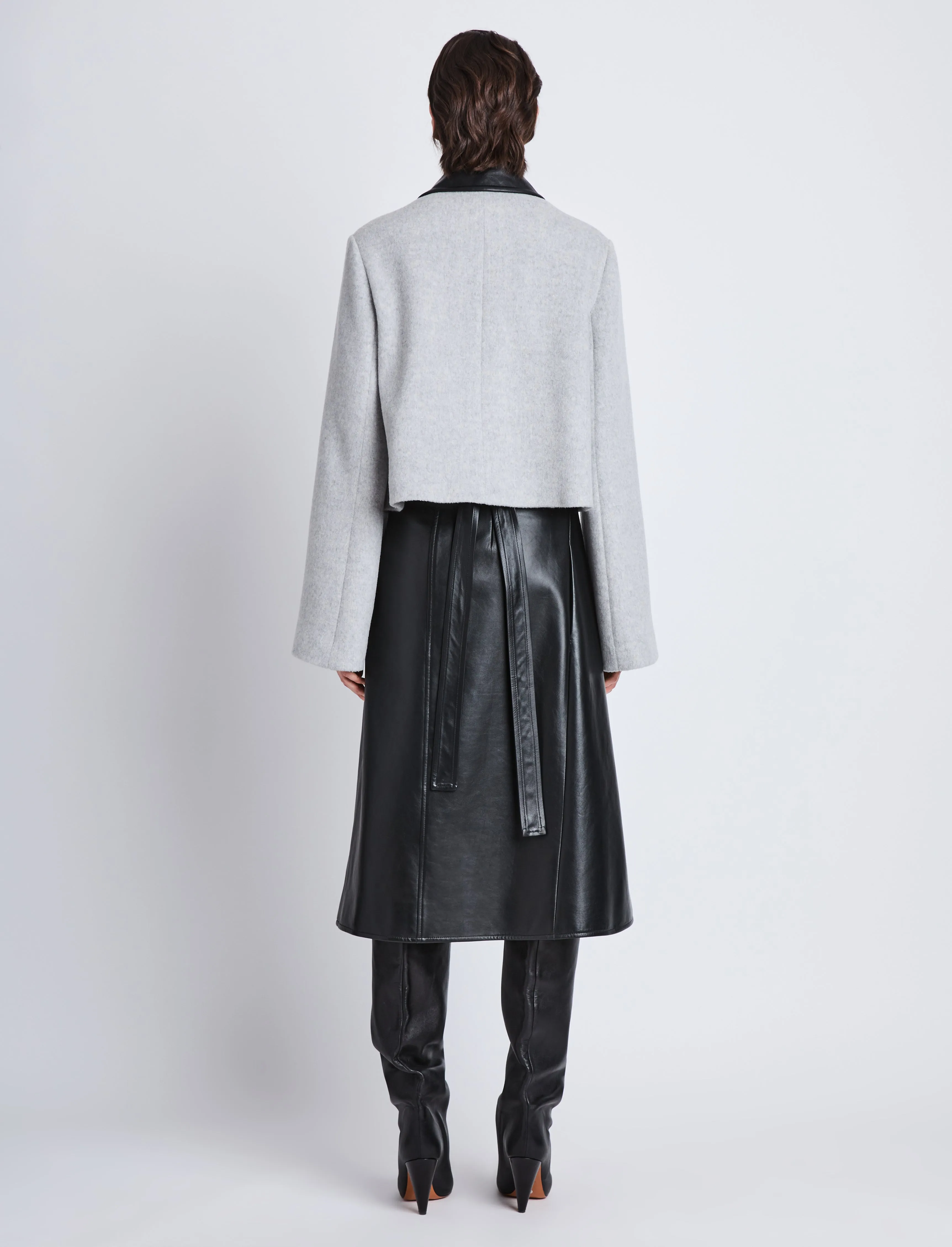 Bridget Cropped Jacket With Leather Collar in Wool sold by Proenza Schouler product image thumbnail 5