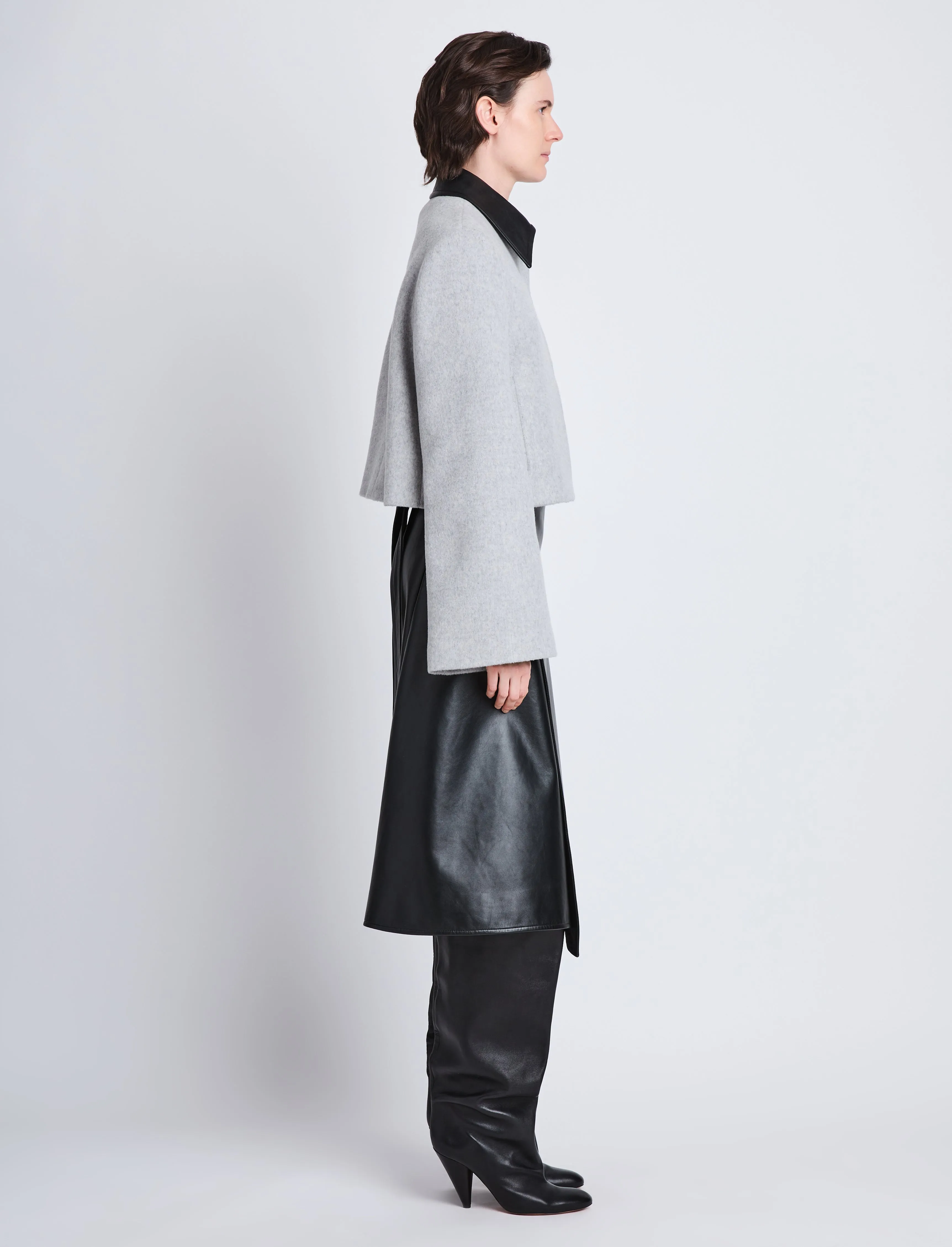 Bridget Cropped Jacket With Leather Collar in Wool sold by Proenza Schouler product image thumbnail 4