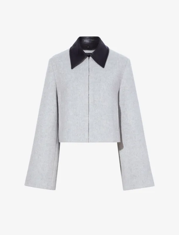 Bridget Cropped Jacket With Leather Collar in Wool made by Proenza Schouler