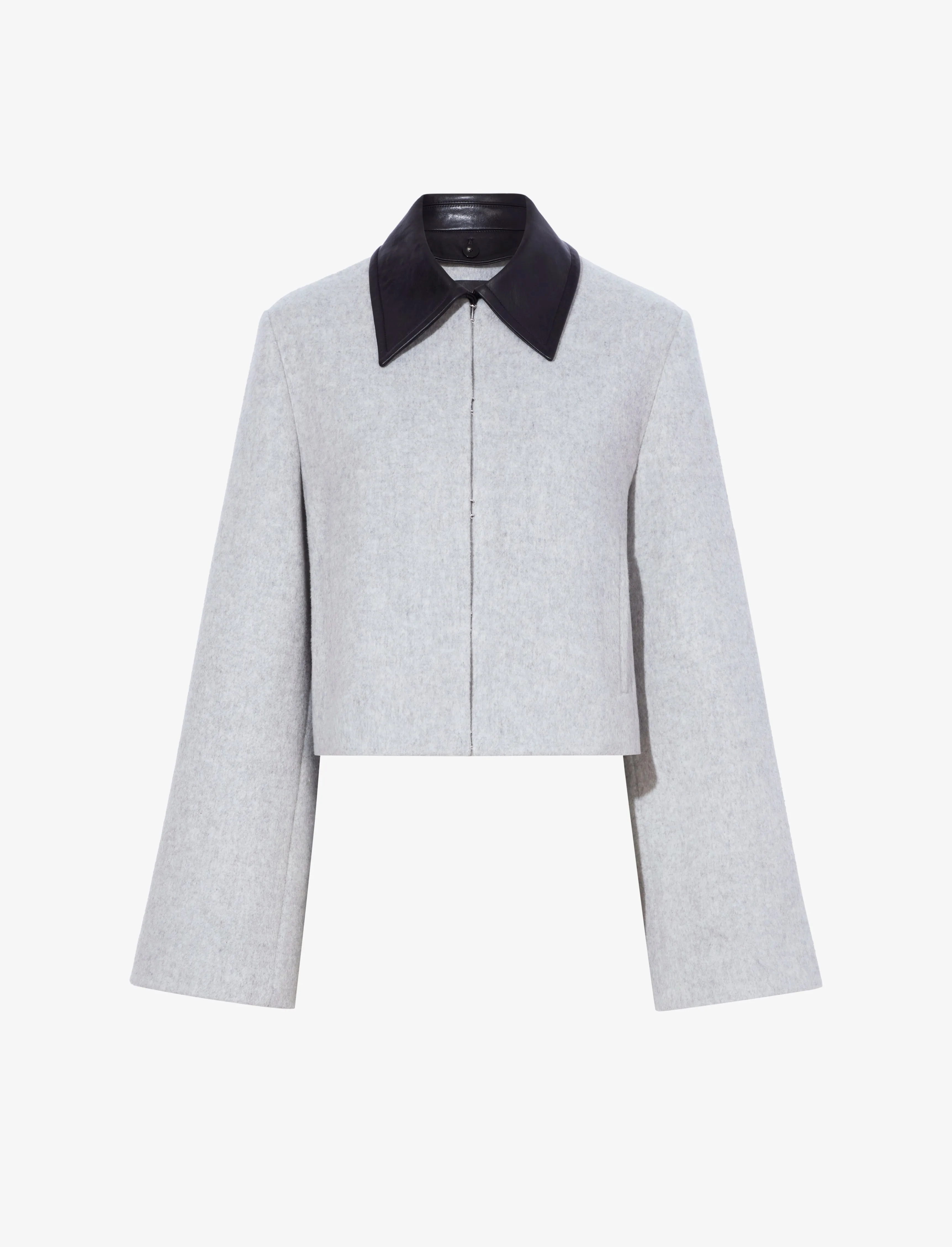 Bridget Cropped Jacket With Leather Collar in Wool sold by Proenza Schouler