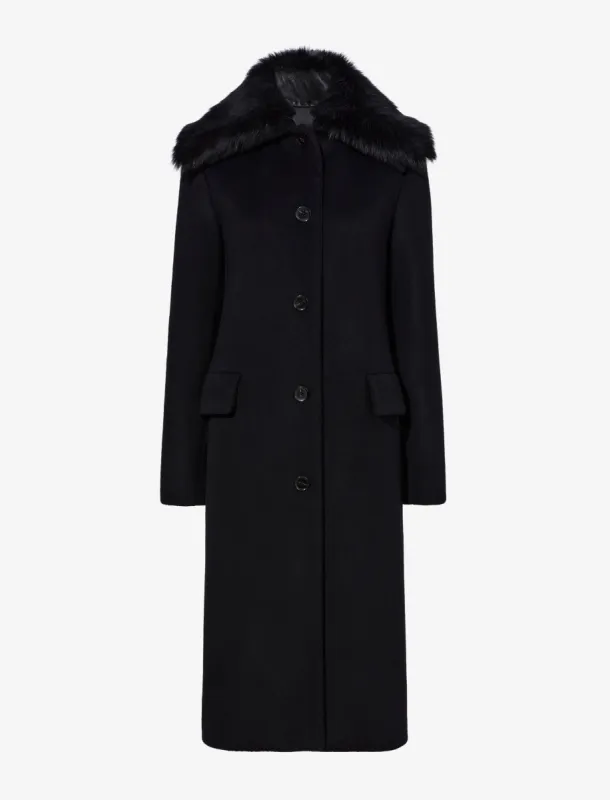 Louise Coat With Shearling Collar in Wool Cashmere sold by Proenza Schouler