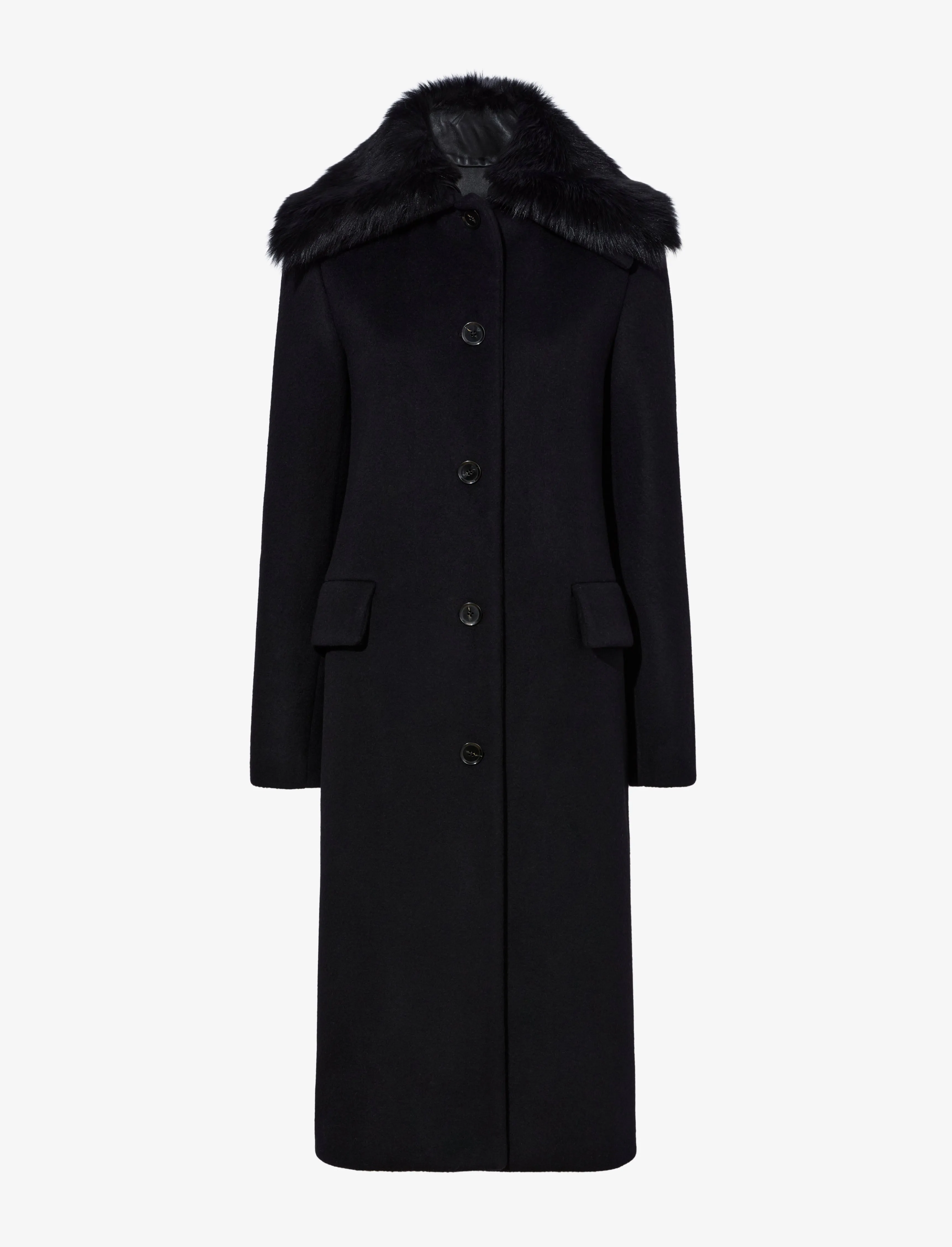 Louise Coat With Shearling Collar in Wool Cashmere sold by Proenza Schouler