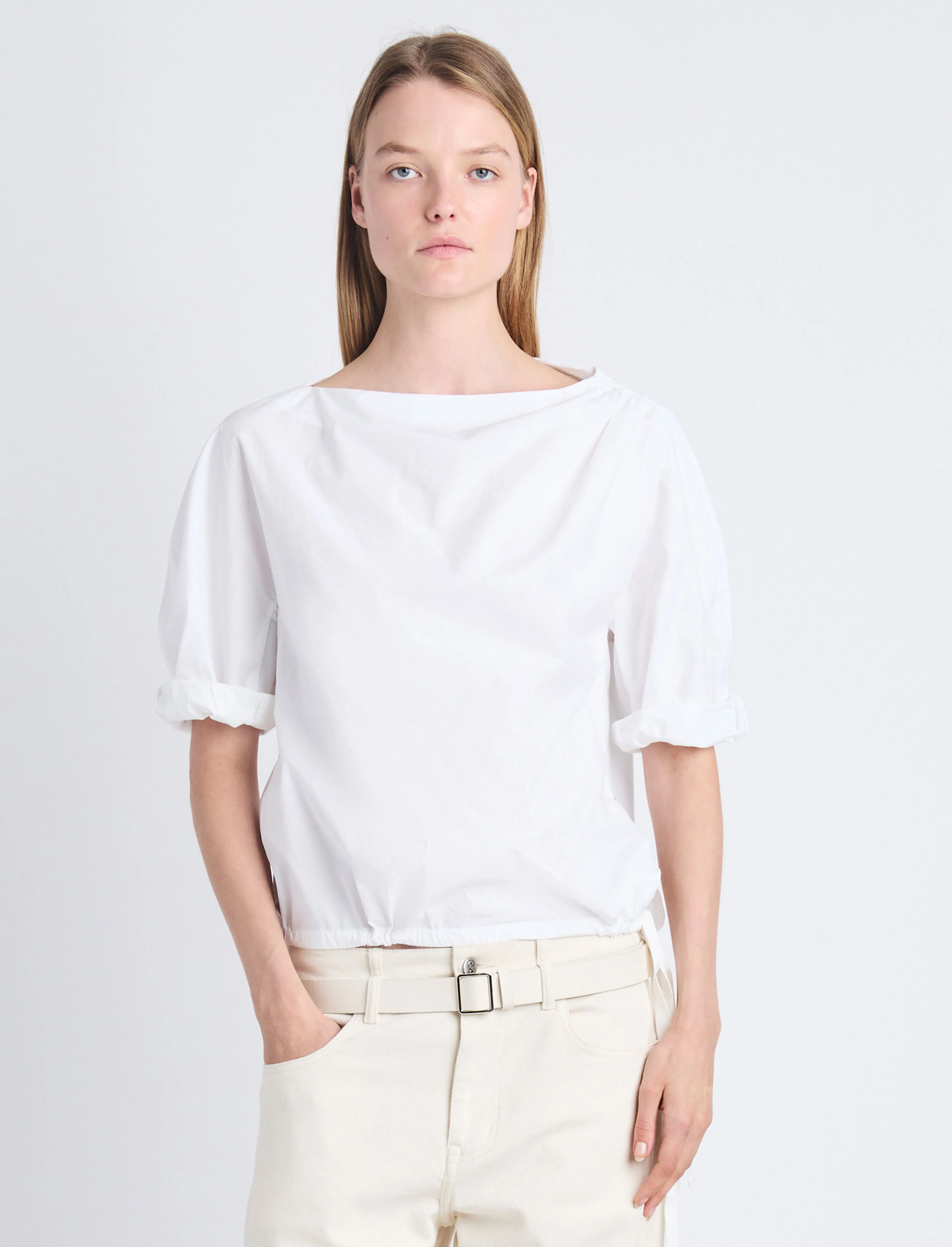 Addison Puff Sleeve Top in Washed Cotton Poplin sold by Proenza Schouler product image thumbnail 2