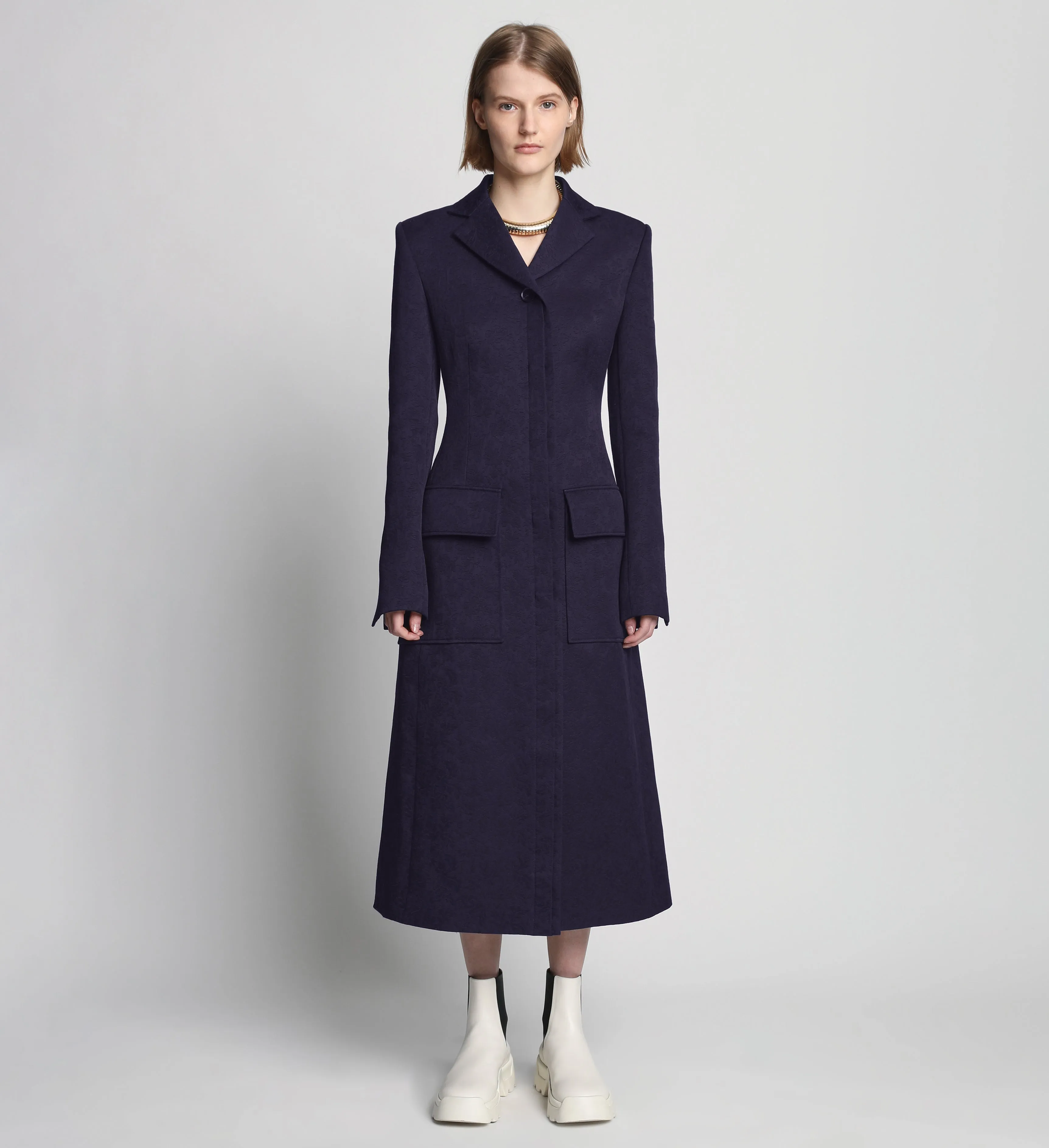 Cotton Wool Jacquard Coat - MIDNIGHT sold by Proenza Schouler product image thumbnail 2