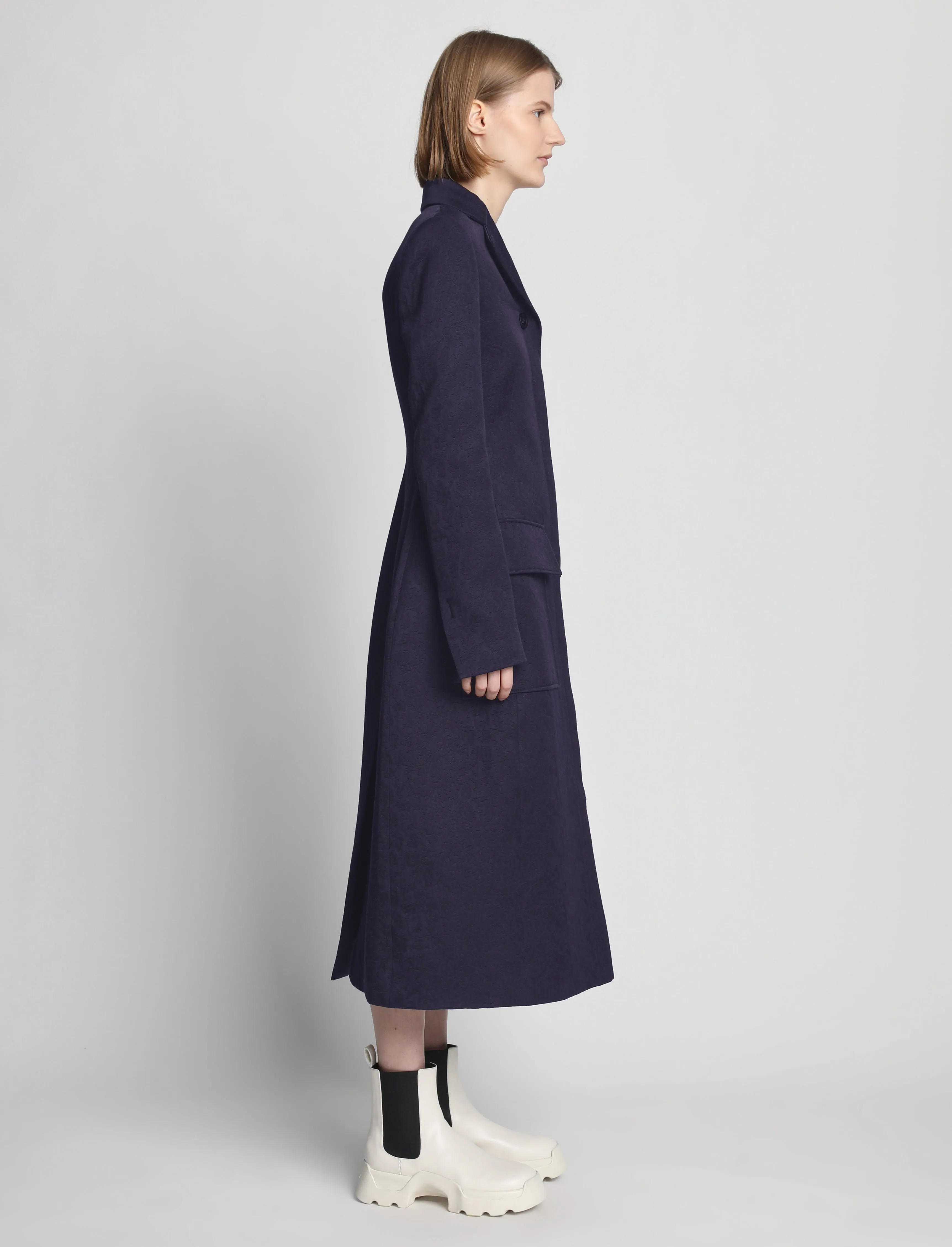 Cotton Wool Jacquard Coat - MIDNIGHT sold by Proenza Schouler product image thumbnail 3