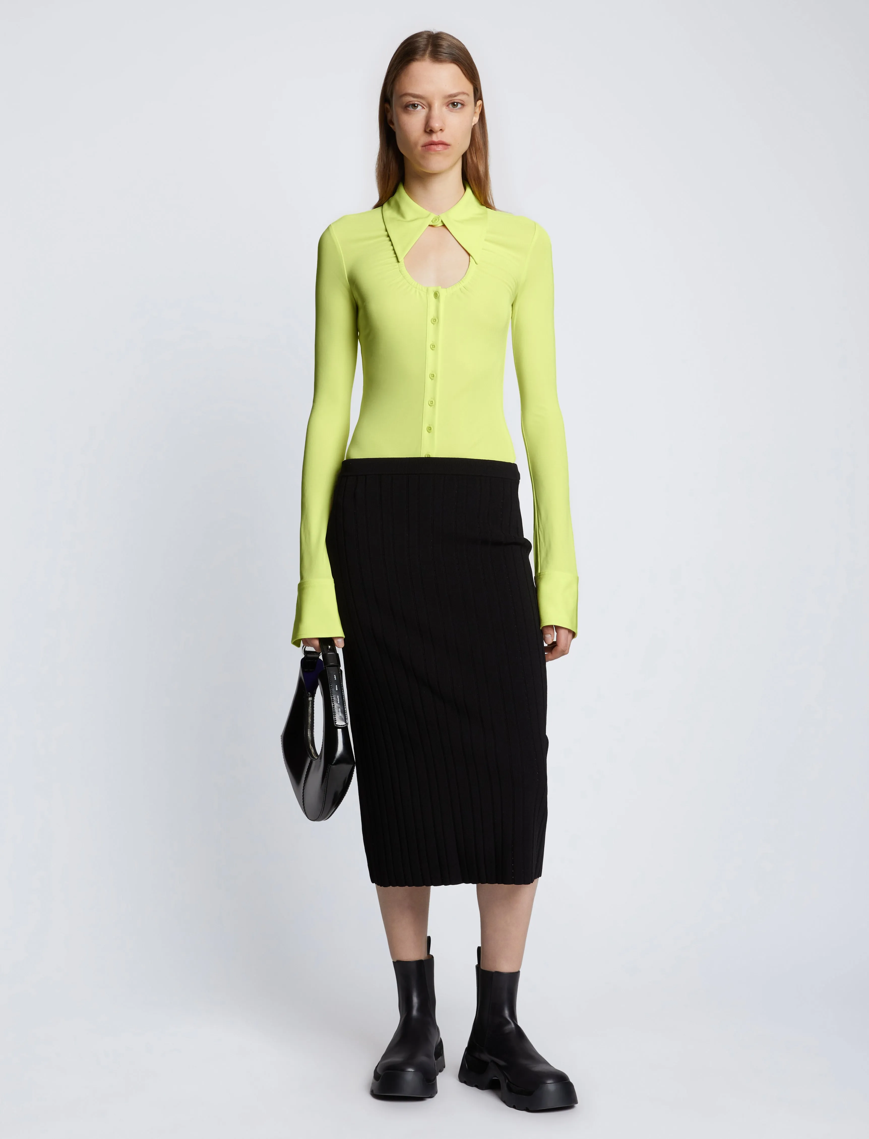 Long Sleeve Jersey Keyhole Top sold by Proenza Schouler product image thumbnail 3
