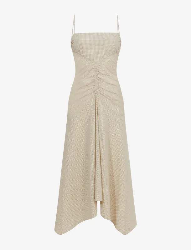 Gingham Ruched Strappy Dress sold by Proenza Schouler