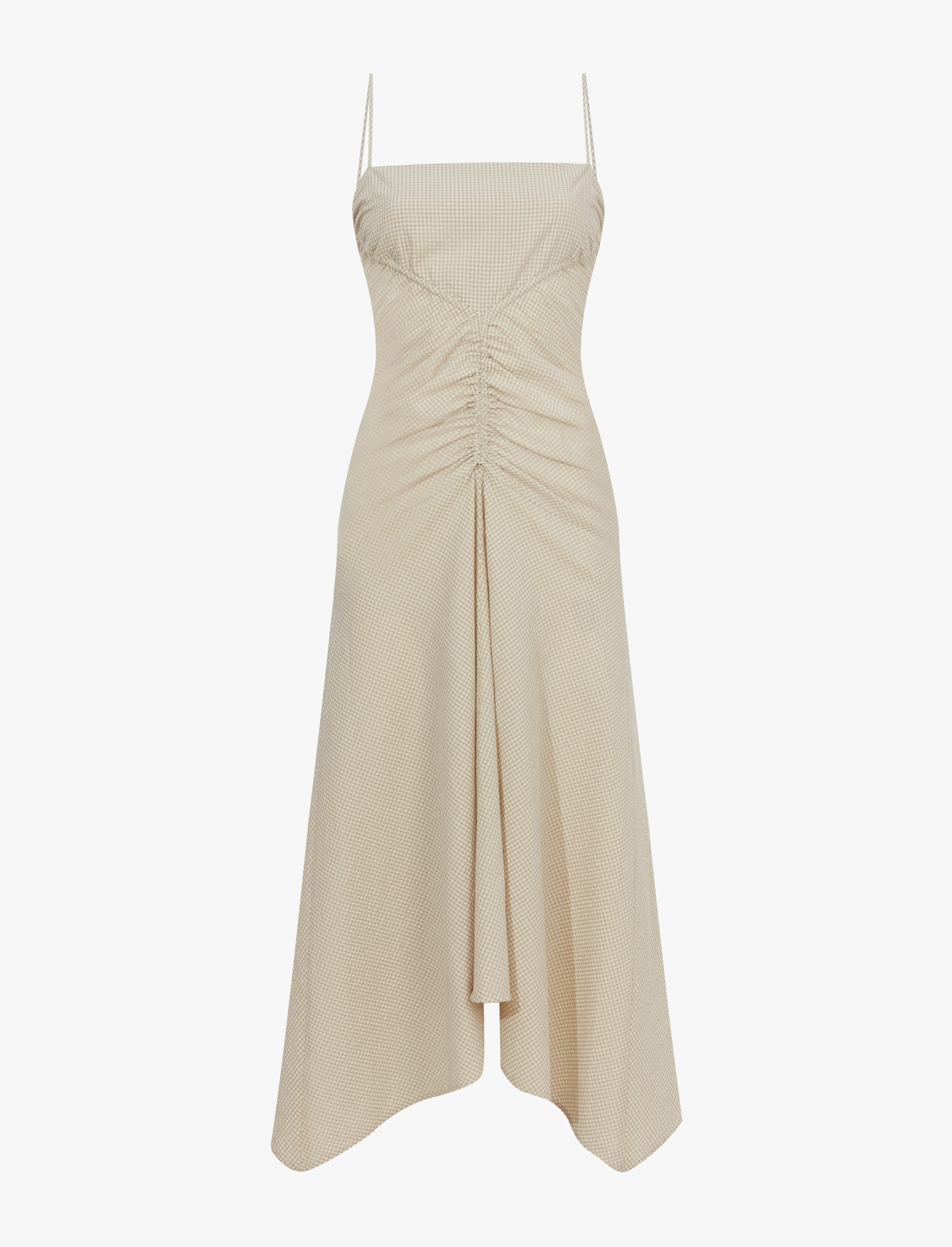 Gingham Ruched Strappy Dress sold by Proenza Schouler