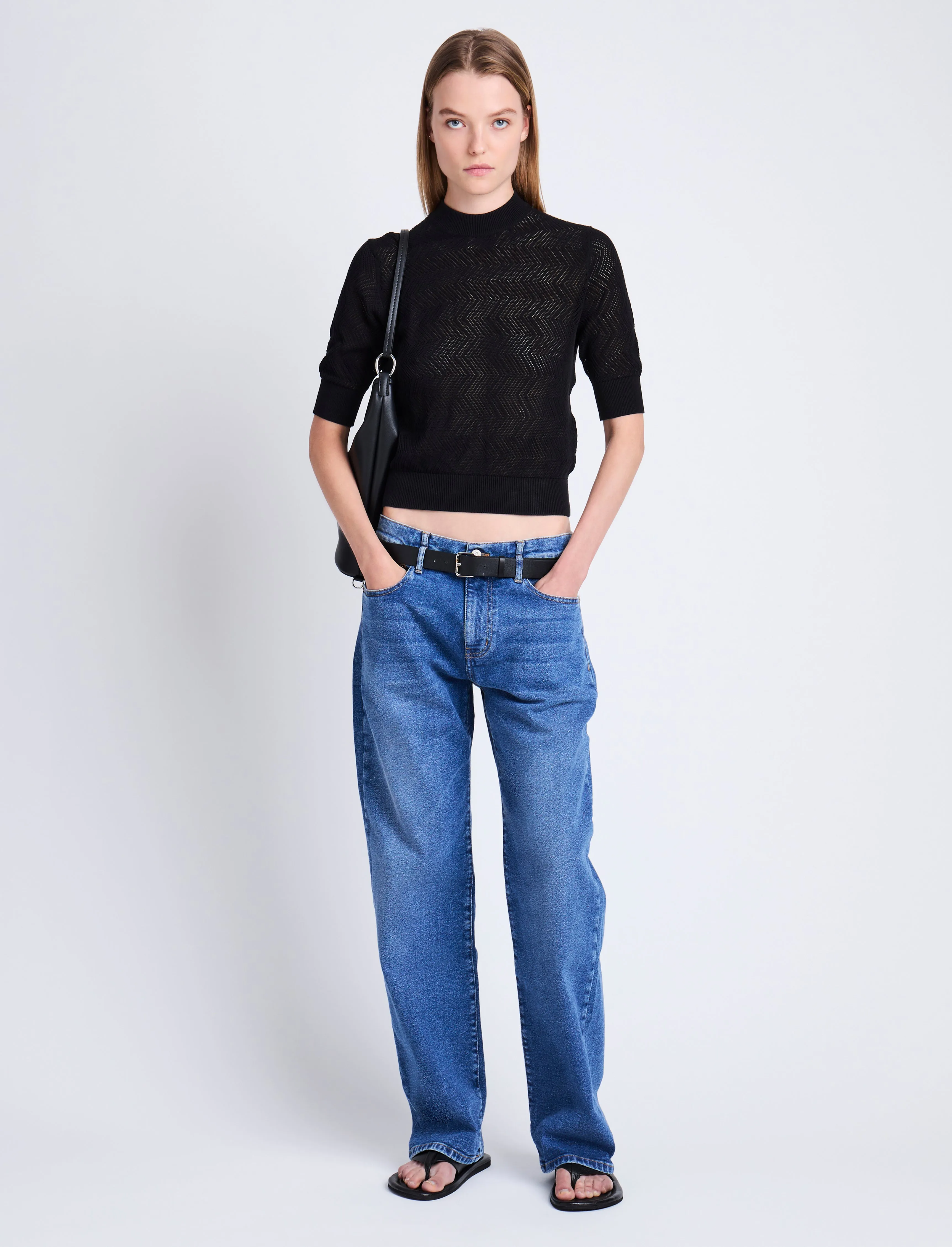 Nicola Knit Sweater in Zig Zag Pointelle sold by Proenza Schouler product image thumbnail 3