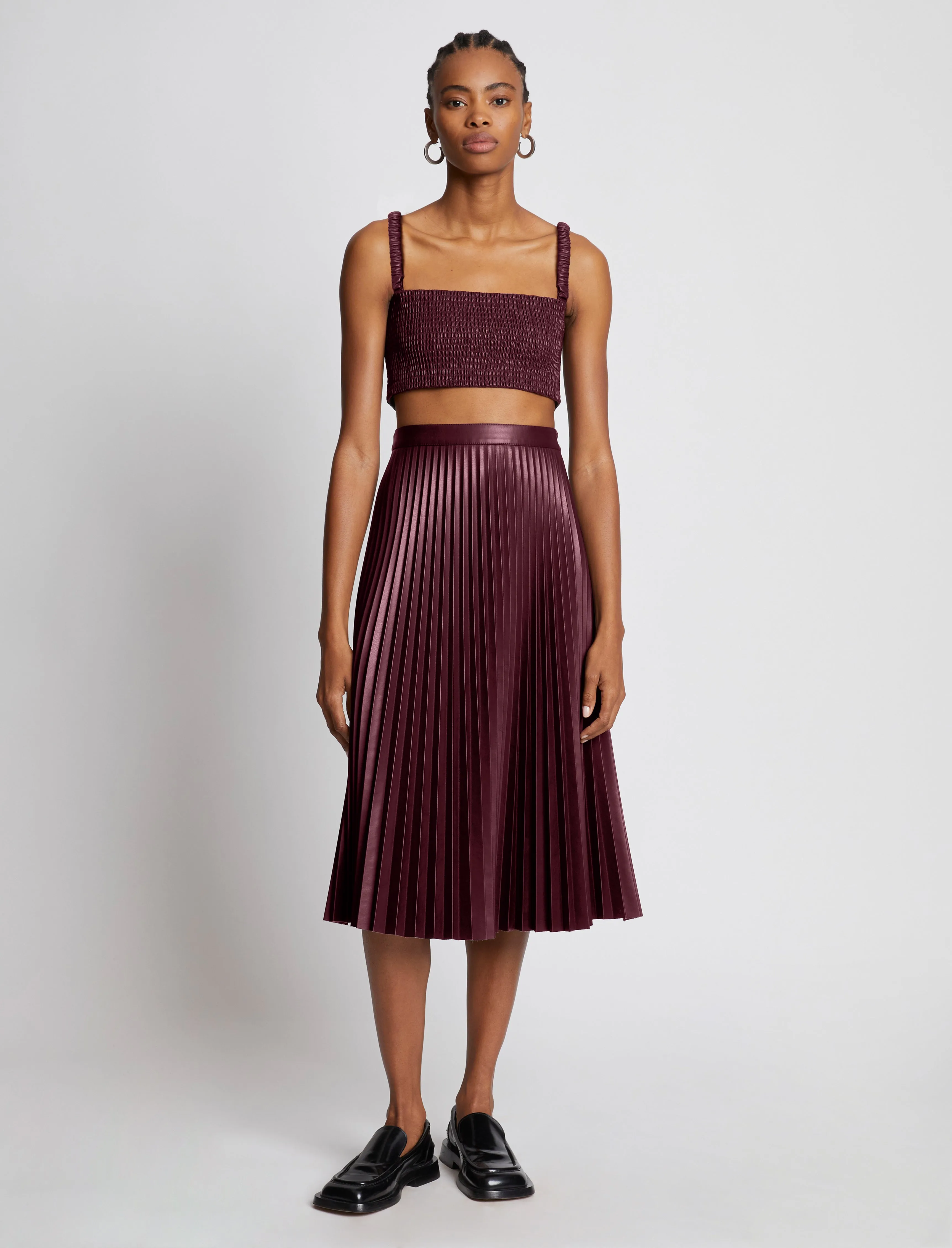Faux Leather Smocked Top - PLUM sold by Proenza Schouler product image thumbnail 3