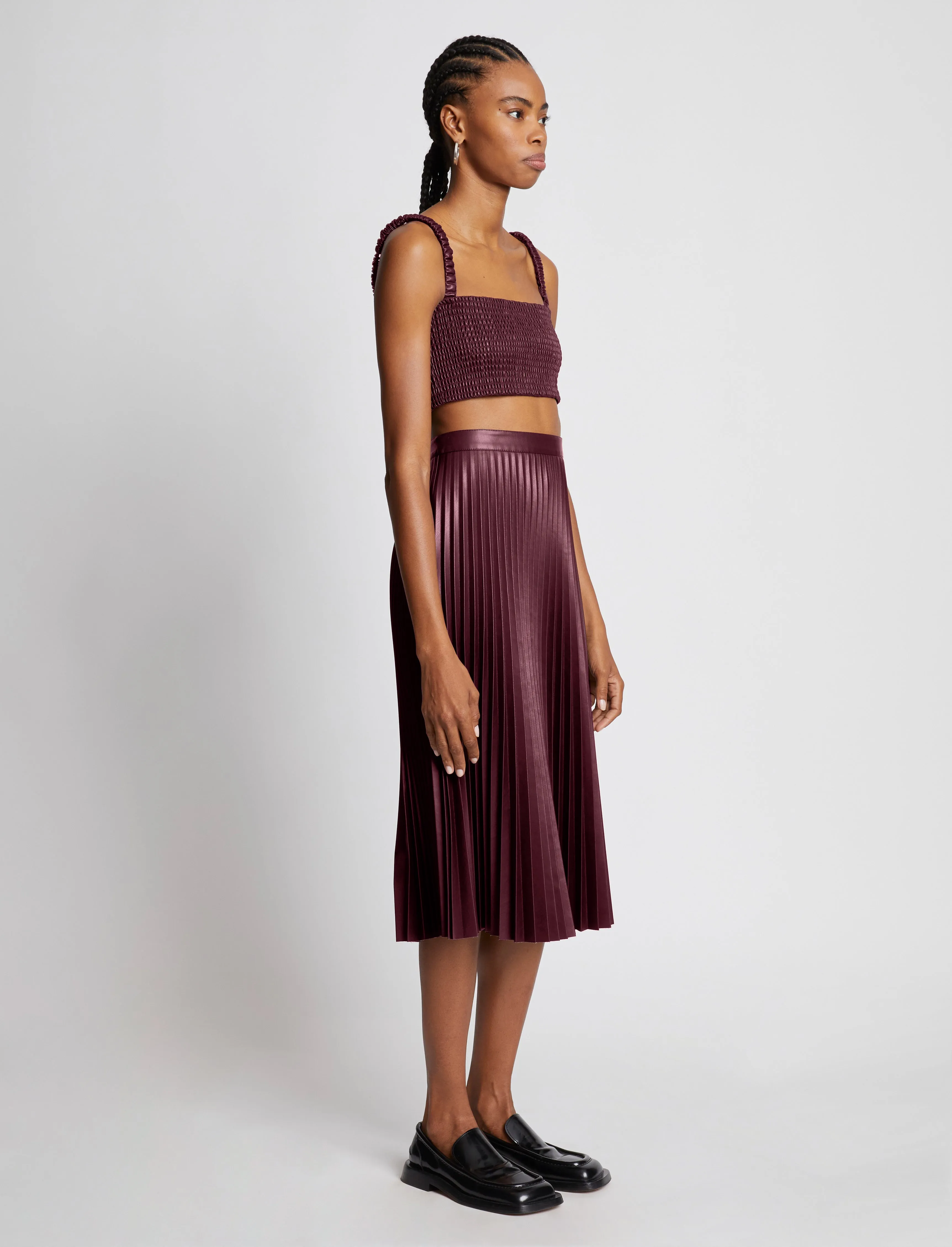 Faux Leather Smocked Top - PLUM sold by Proenza Schouler product image thumbnail 4
