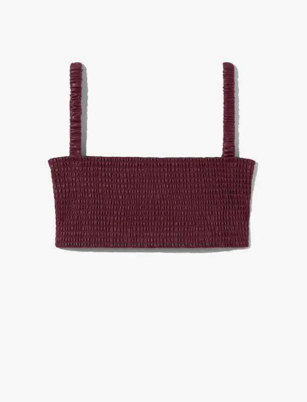 Faux Leather Smocked Top - PLUM made by Proenza Schouler