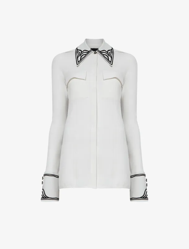Cloque Jacquard Knit Shirt - OFF WHITE sold by Proenza Schouler