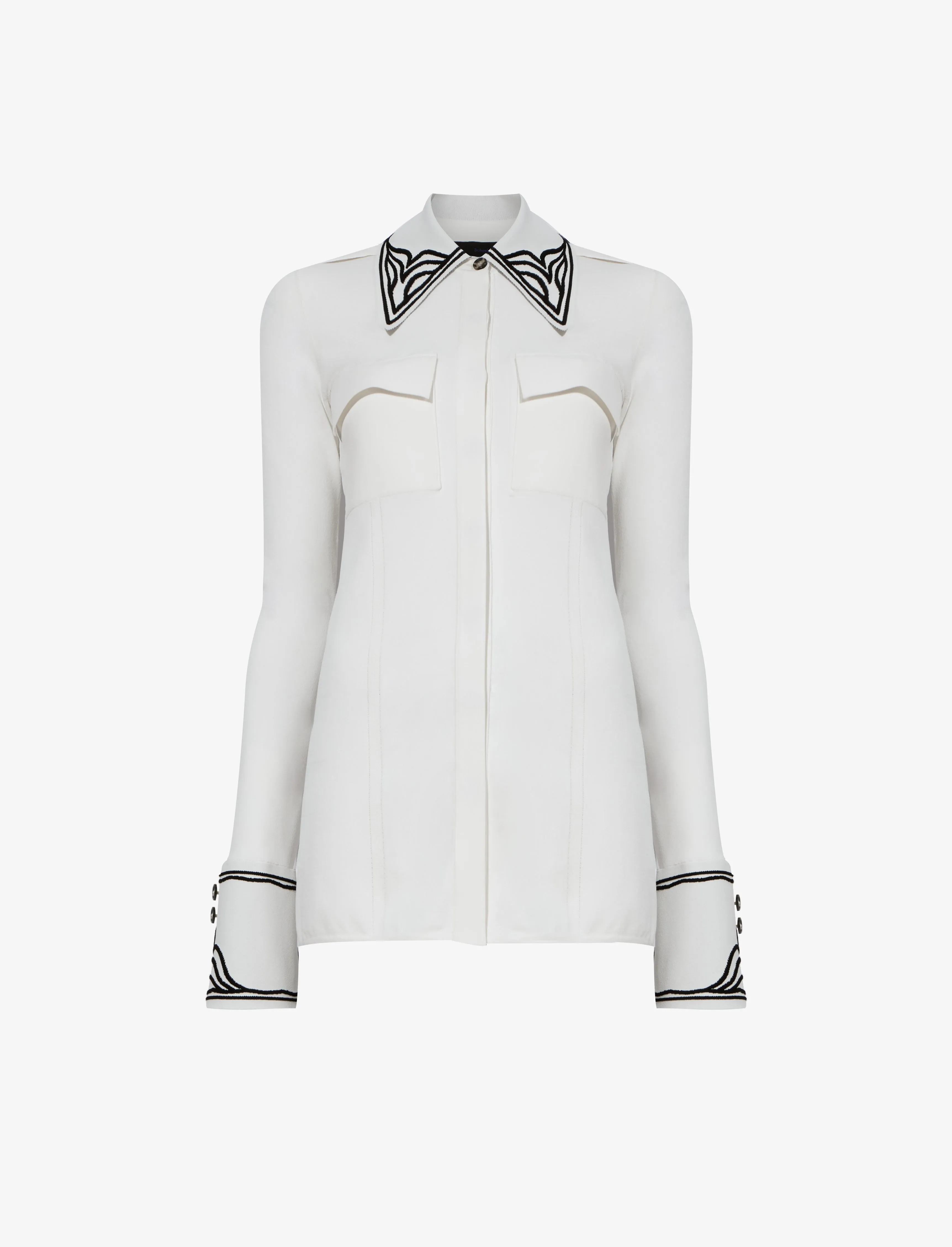 Cloque Jacquard Knit Shirt - OFF WHITE sold by Proenza Schouler