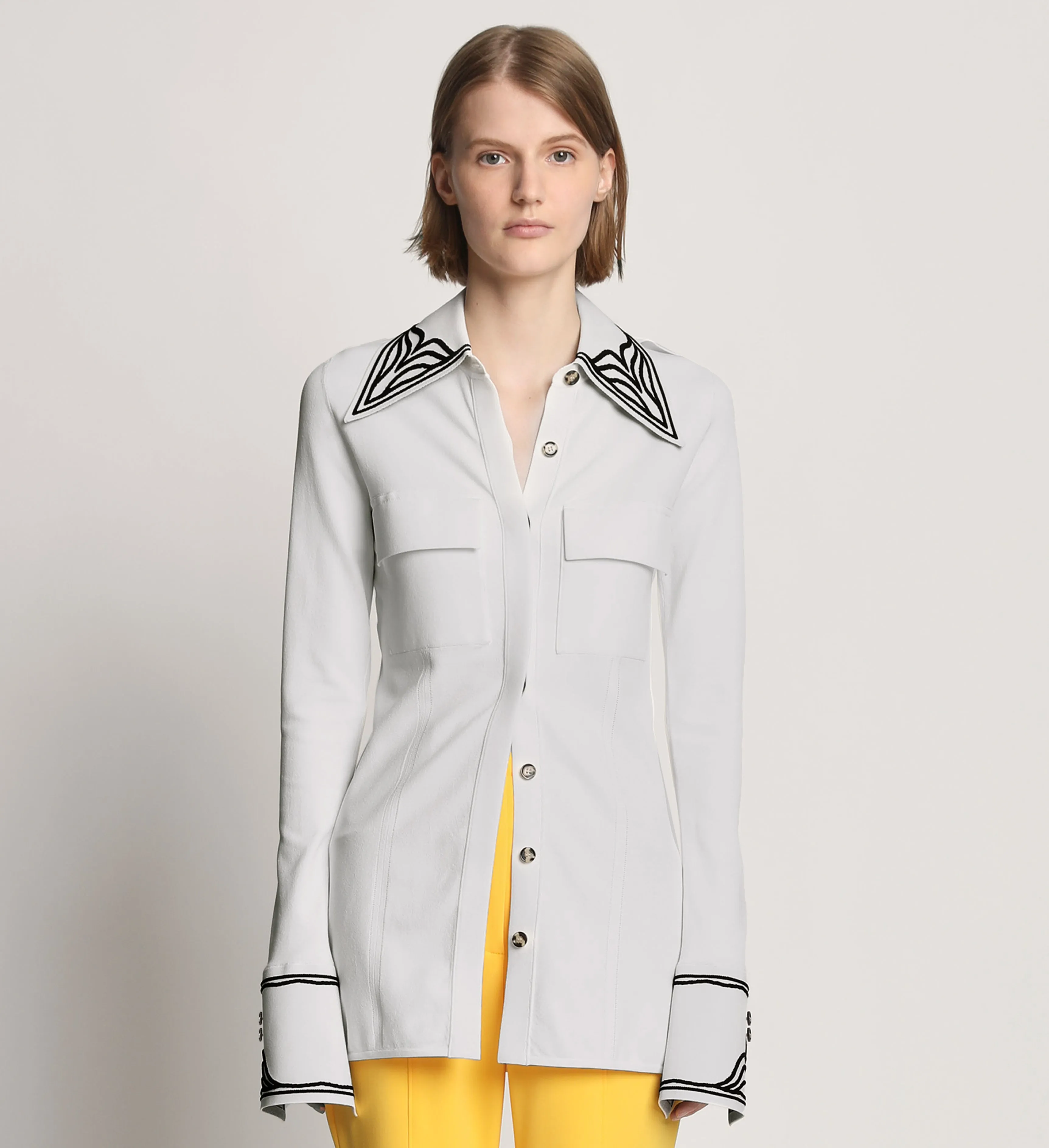 Cloque Jacquard Knit Shirt - OFF WHITE sold by Proenza Schouler product image thumbnail 2