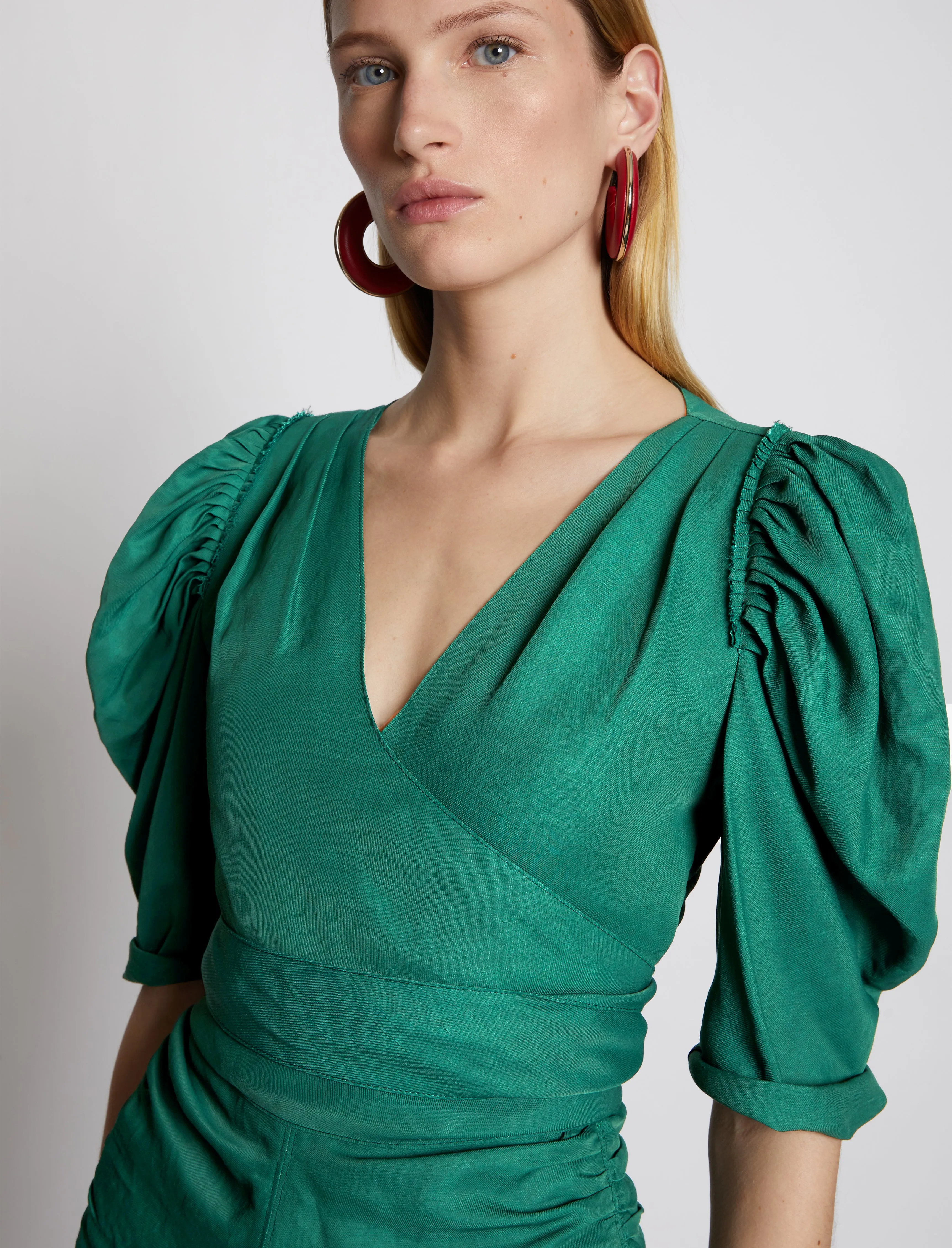 Linen Viscose Shirred Sleeve Top sold by Proenza Schouler product image thumbnail 5