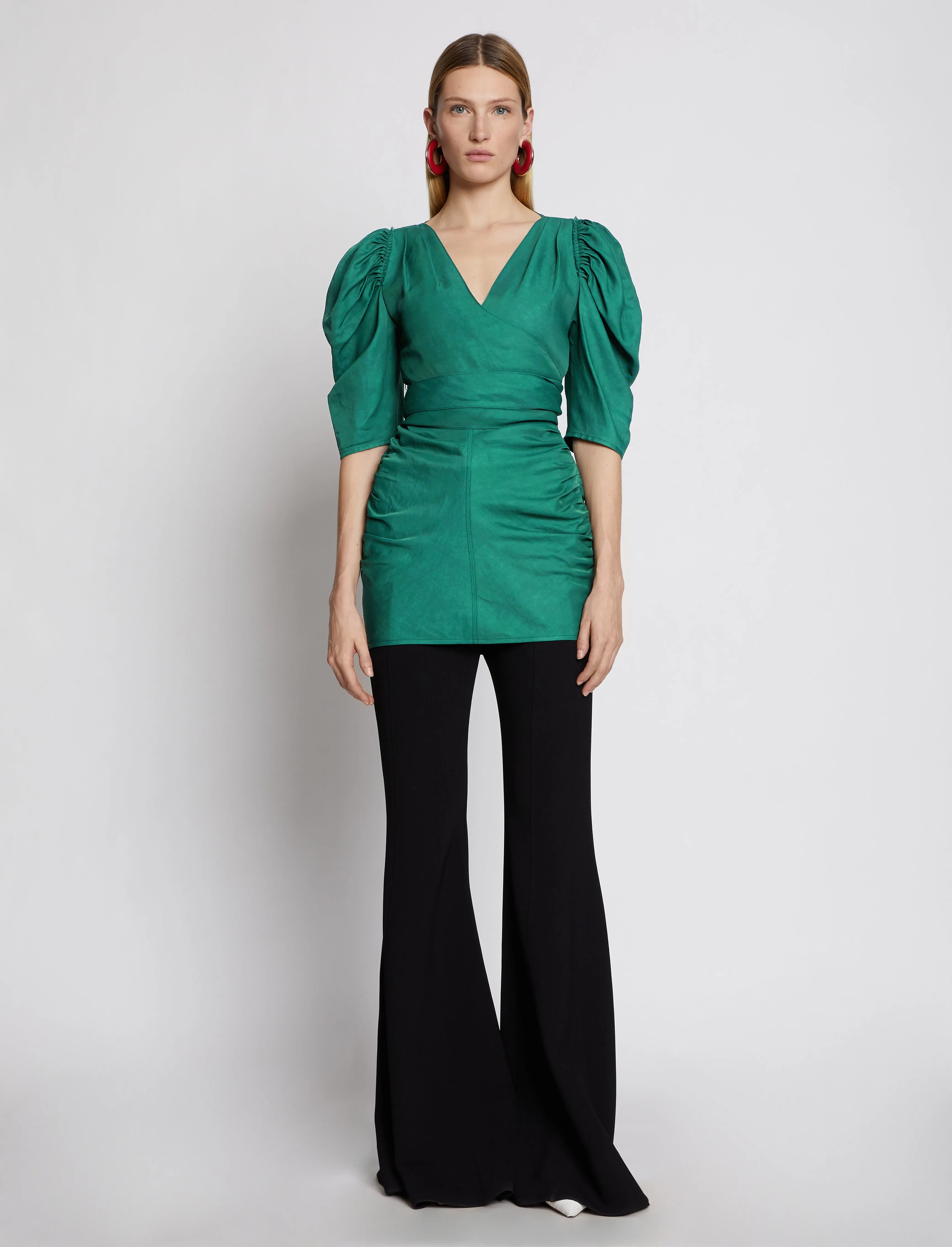 Linen Viscose Shirred Sleeve Top sold by Proenza Schouler product image thumbnail 3