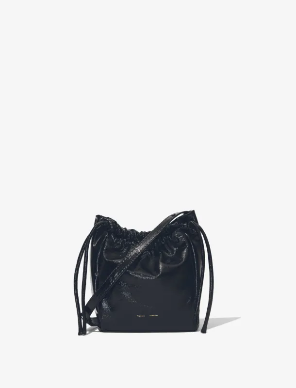 Crinkled Patent Drawstring Pouch - BLACK sold by Proenza Schouler