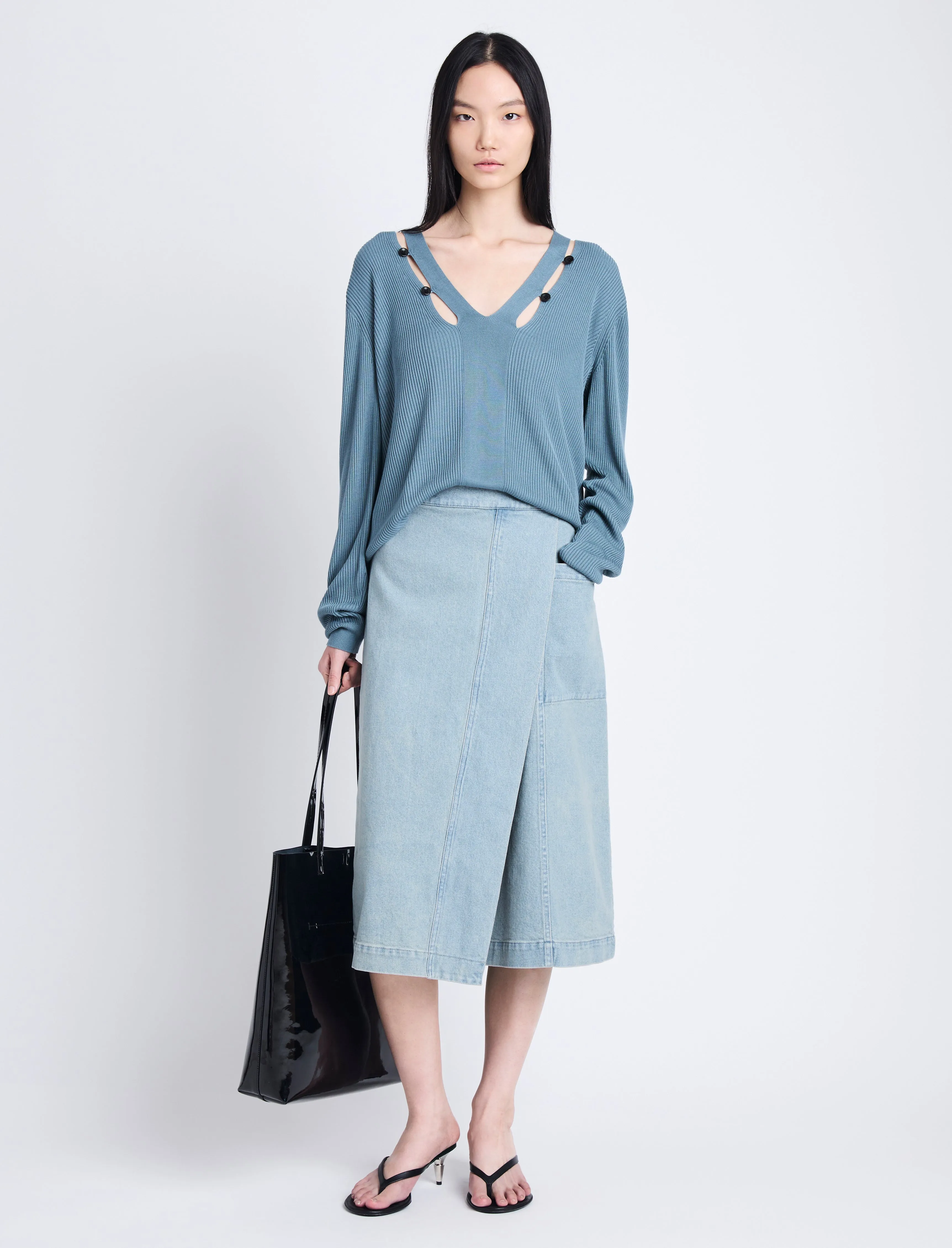 Iris Wrap Skirt in Stretch Twill sold by Proenza Schouler product image thumbnail 2