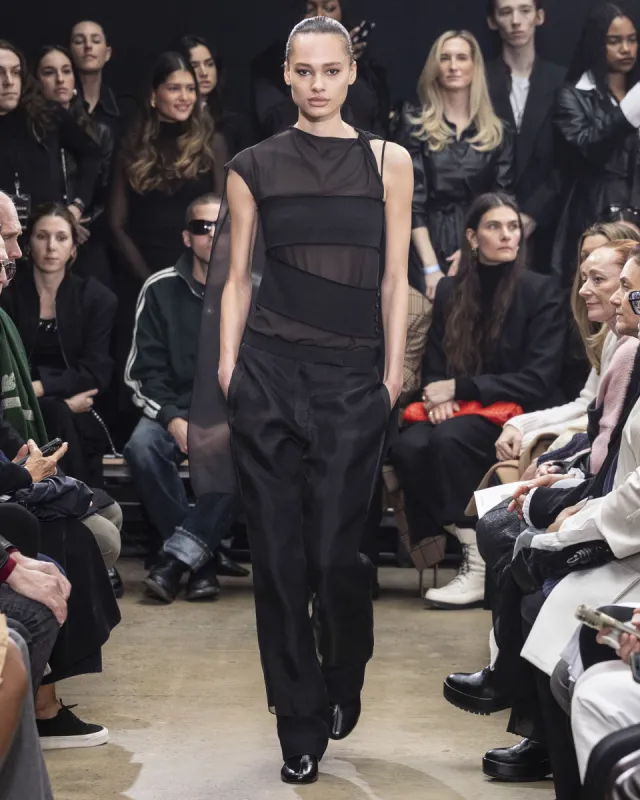 Teddy Pant in Wool Twill Suiting with Organza made by Proenza Schouler